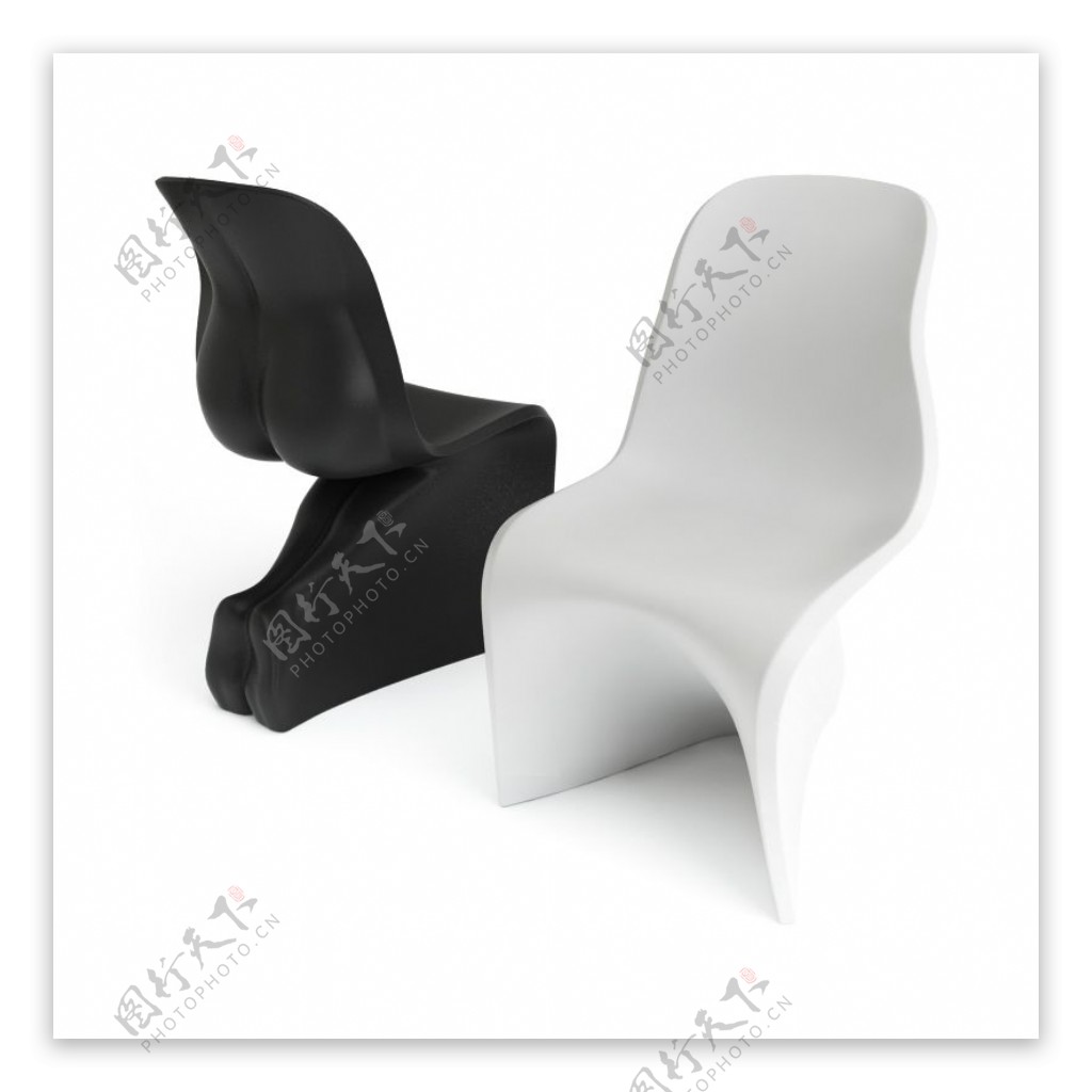 简约黑白色创意椅子3d模型