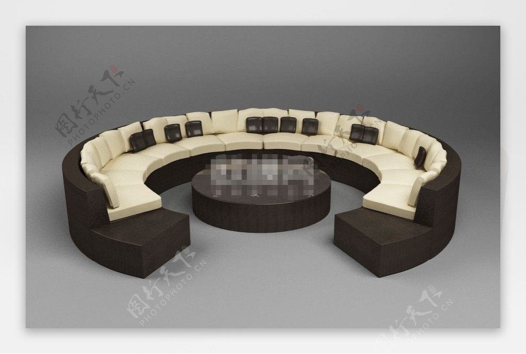 新款撞色系高端现代风格弧形沙发组合素材