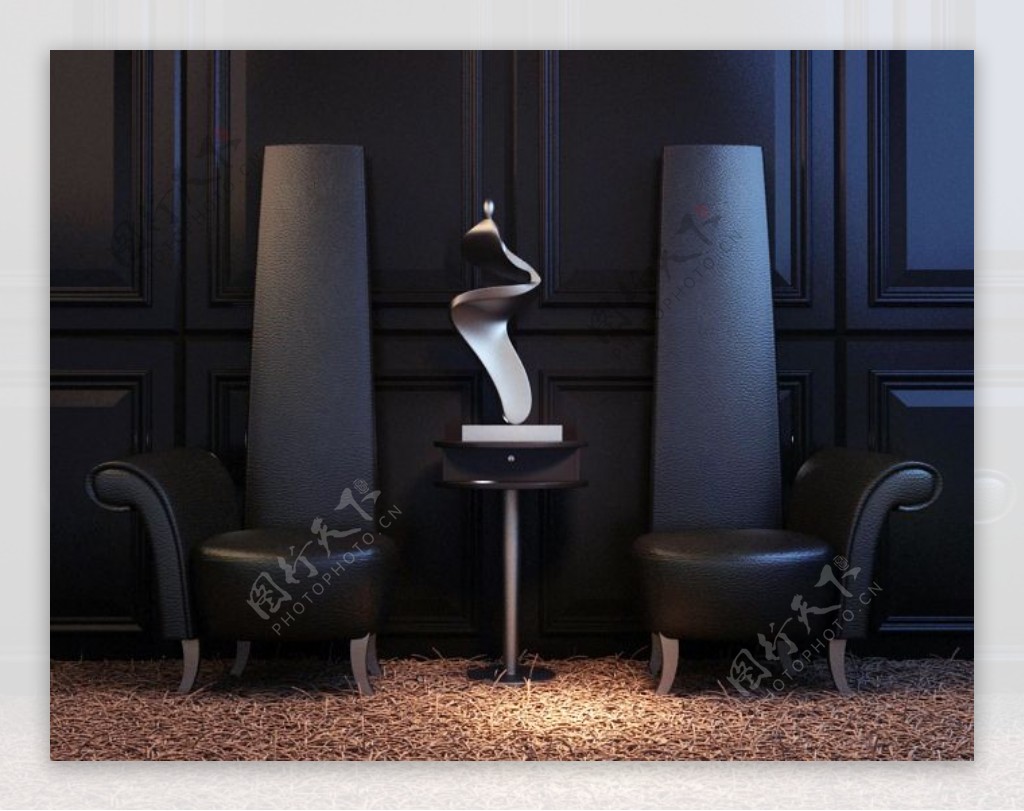 沙皇后现代大公馆欧式玄关沙发椅素材图