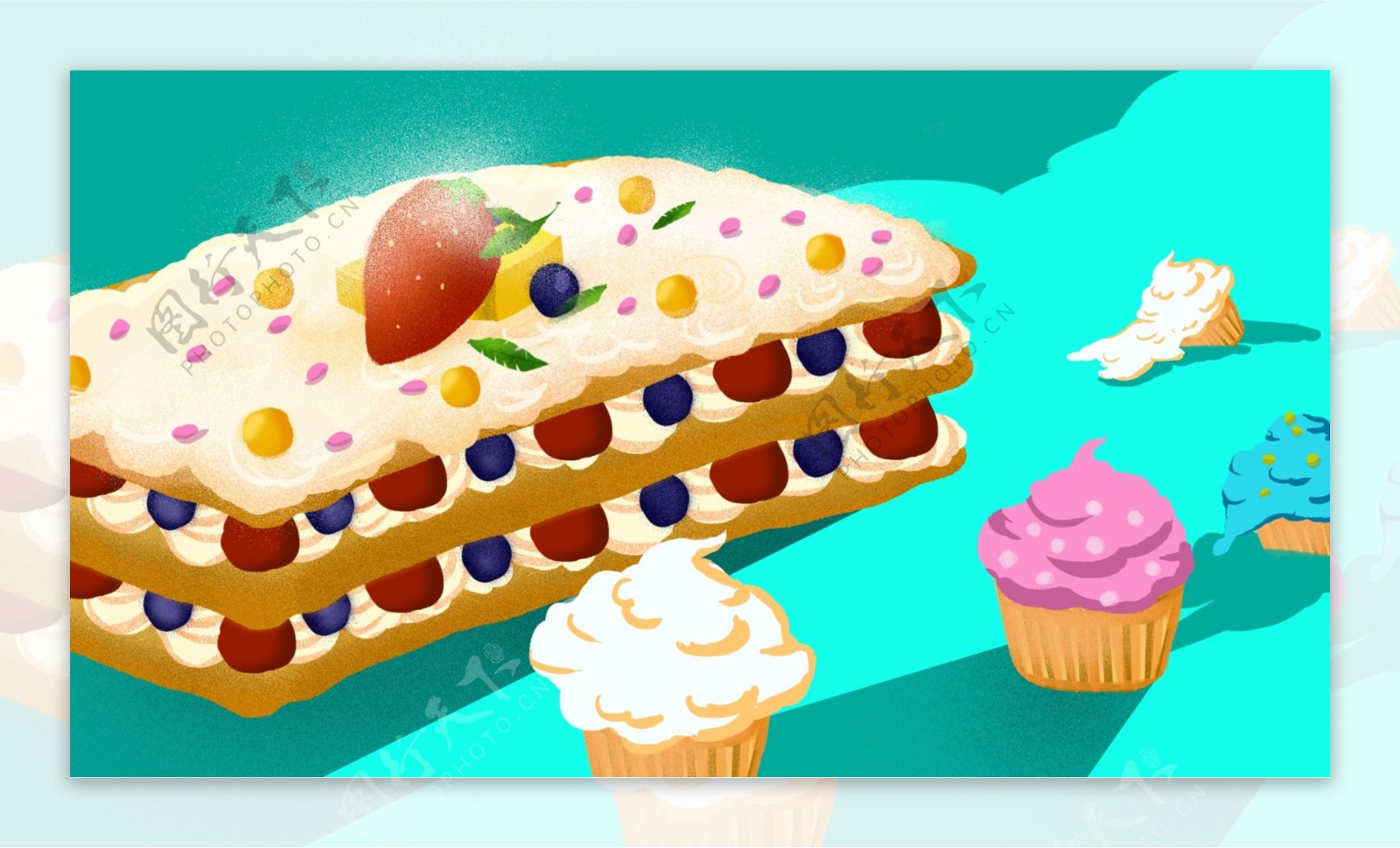 美味的多彩蛋糕插画