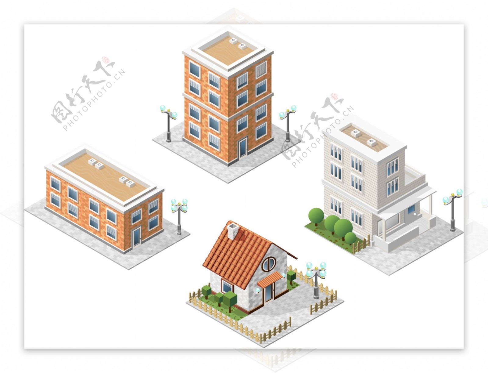 房屋像素建筑房屋城市建设矢量设计素材