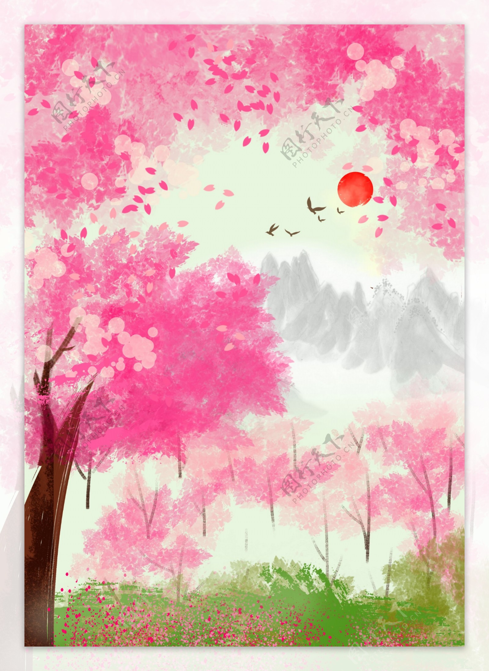 一组水彩手绘 桃花|纯艺术|水彩|山子莓 - 原创作品 - 站酷 (ZCOOL)