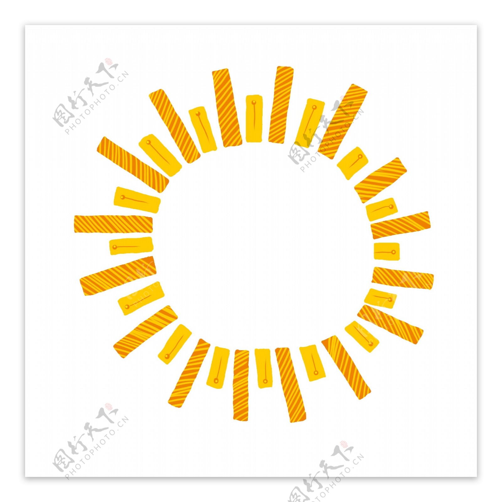 手绘金黄太阳简约边框素材
