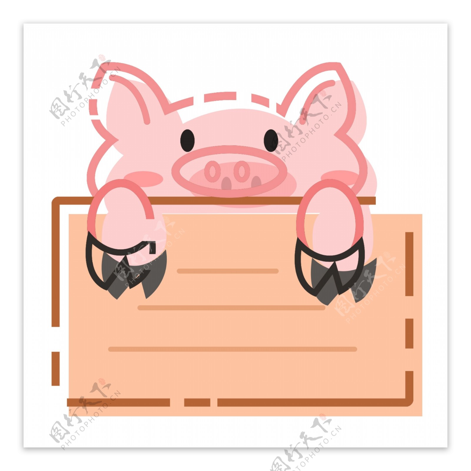 手绘MBE猪猪可爱对话框方形卡通可商用