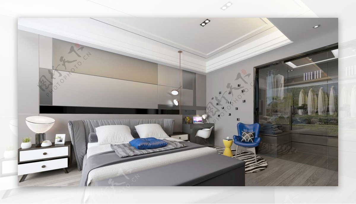 现代简约卧室效果图3D模型