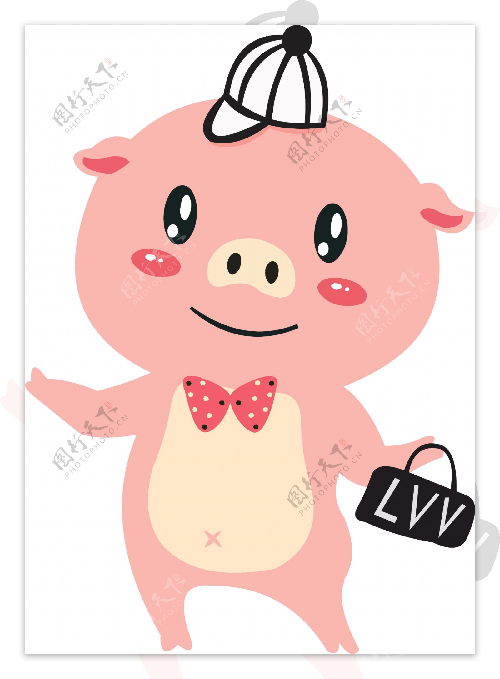 手绘卡通可爱小猪形象可商用