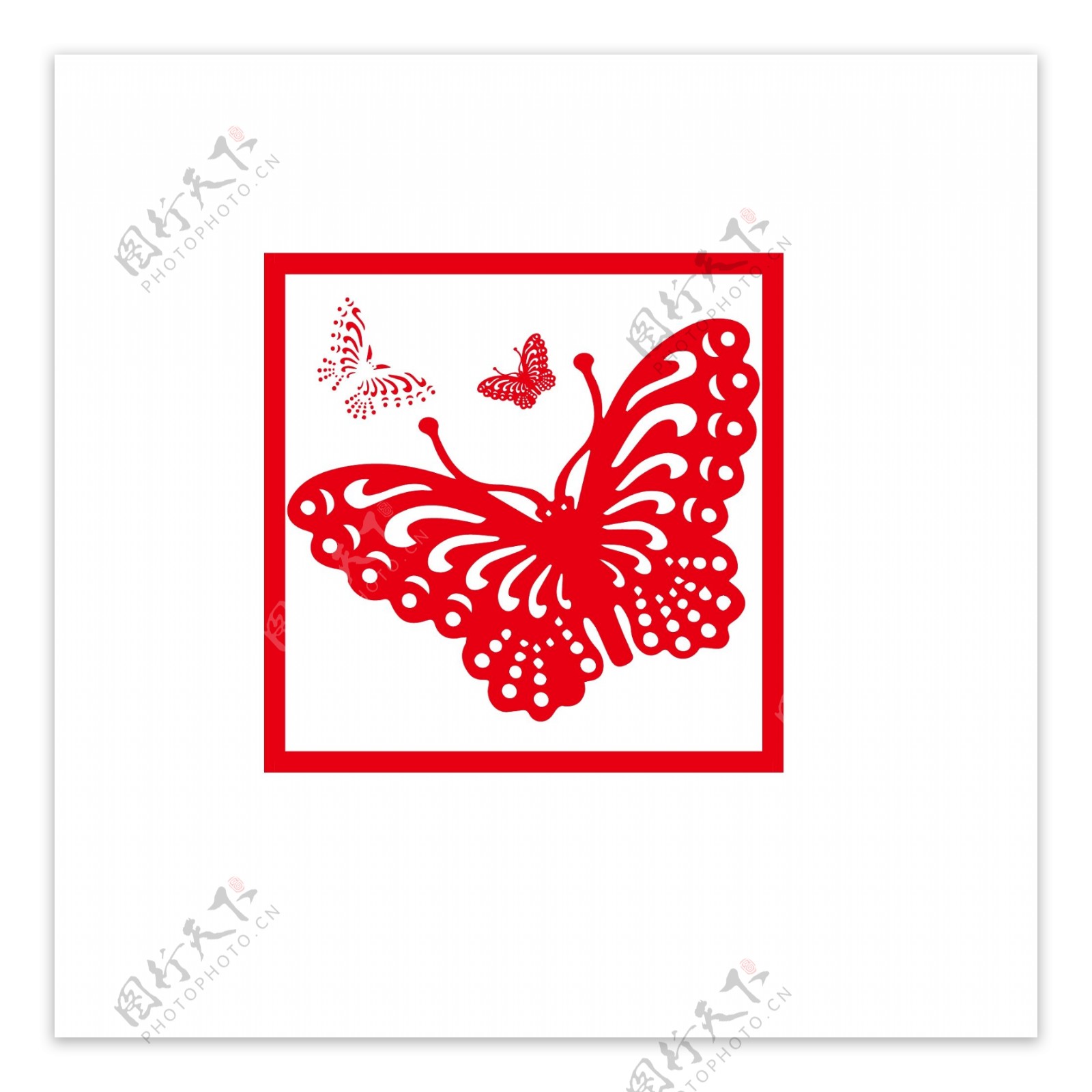 春节红色蝴蝶剪纸可商用