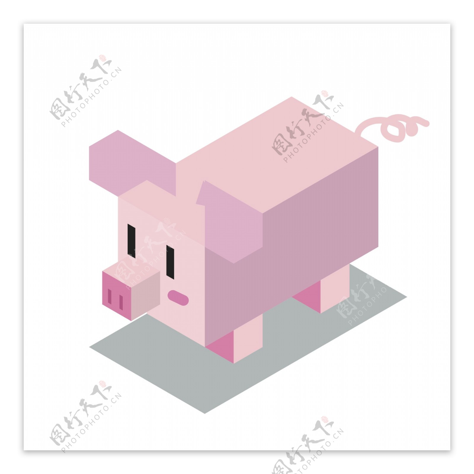 原创可商用2.5d矢量粉红猪2019装饰