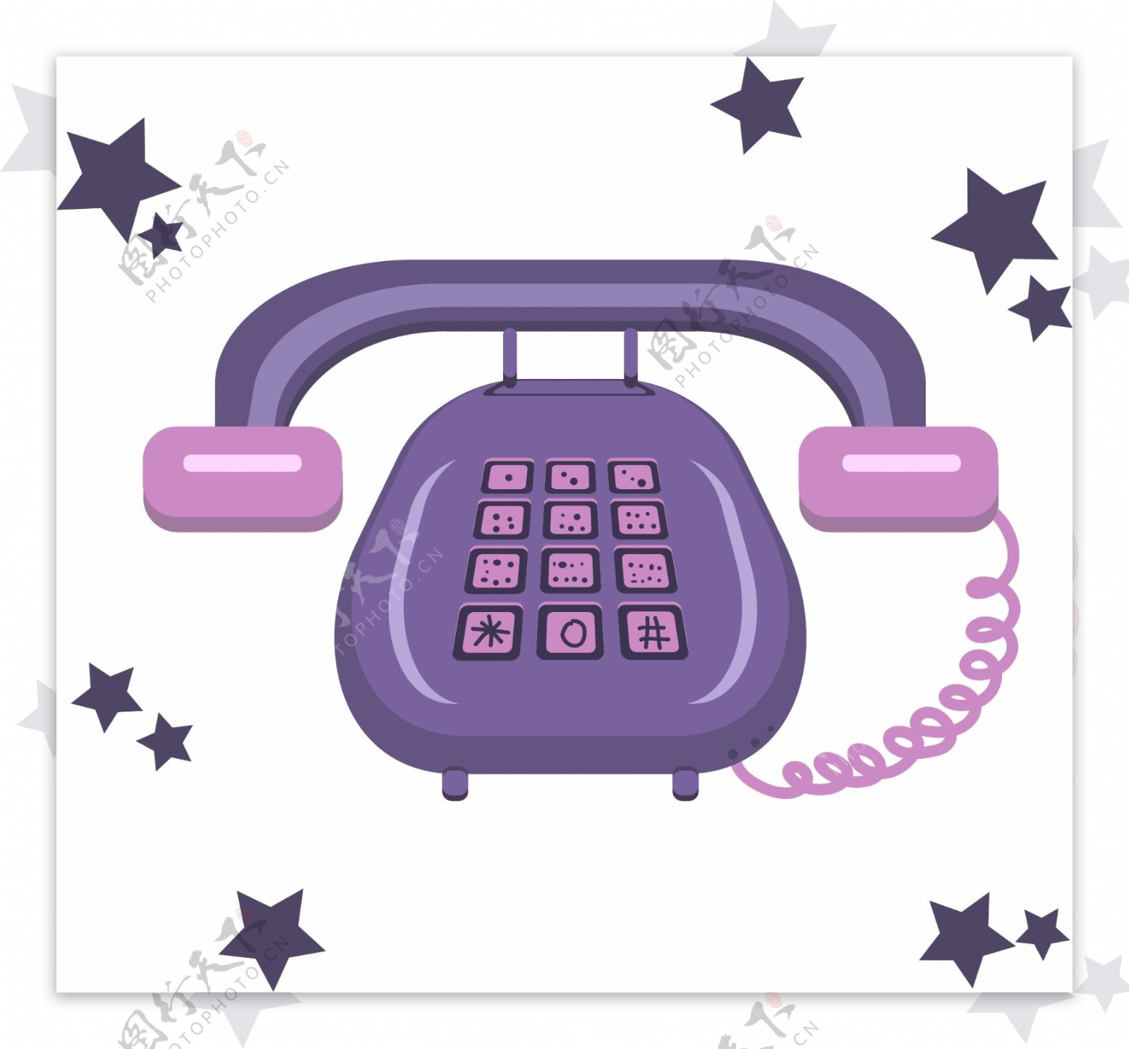 设计元素生活用品粉色紫色复古电话