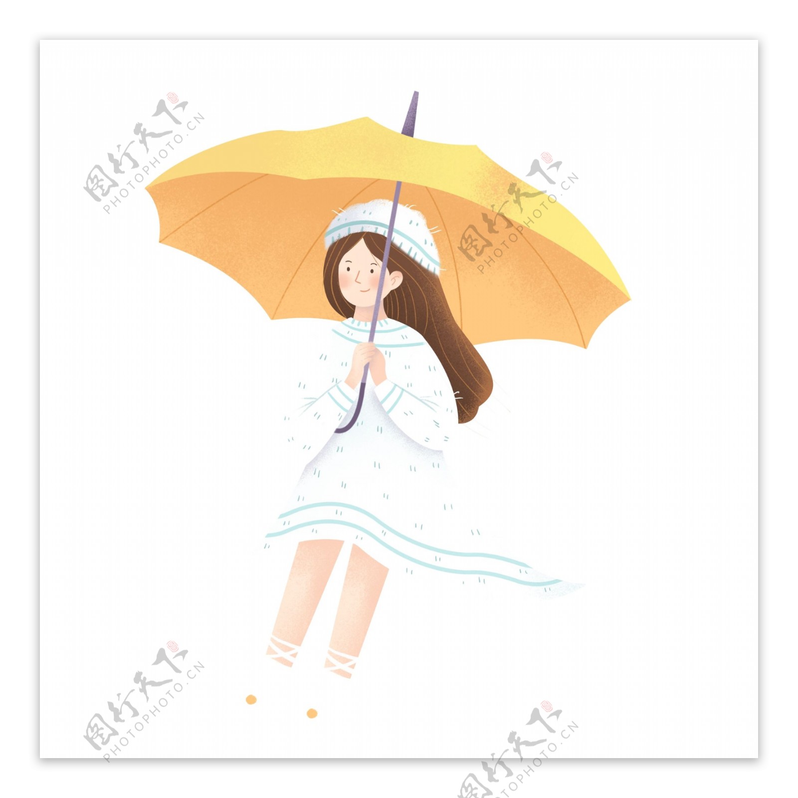 手绘女孩雨伞设计元素素材免费下载(图片编号:5207868)-六图网
