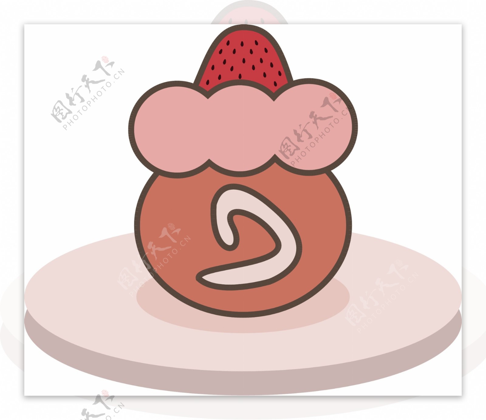 卡通简约食物草莓小蛋糕元素