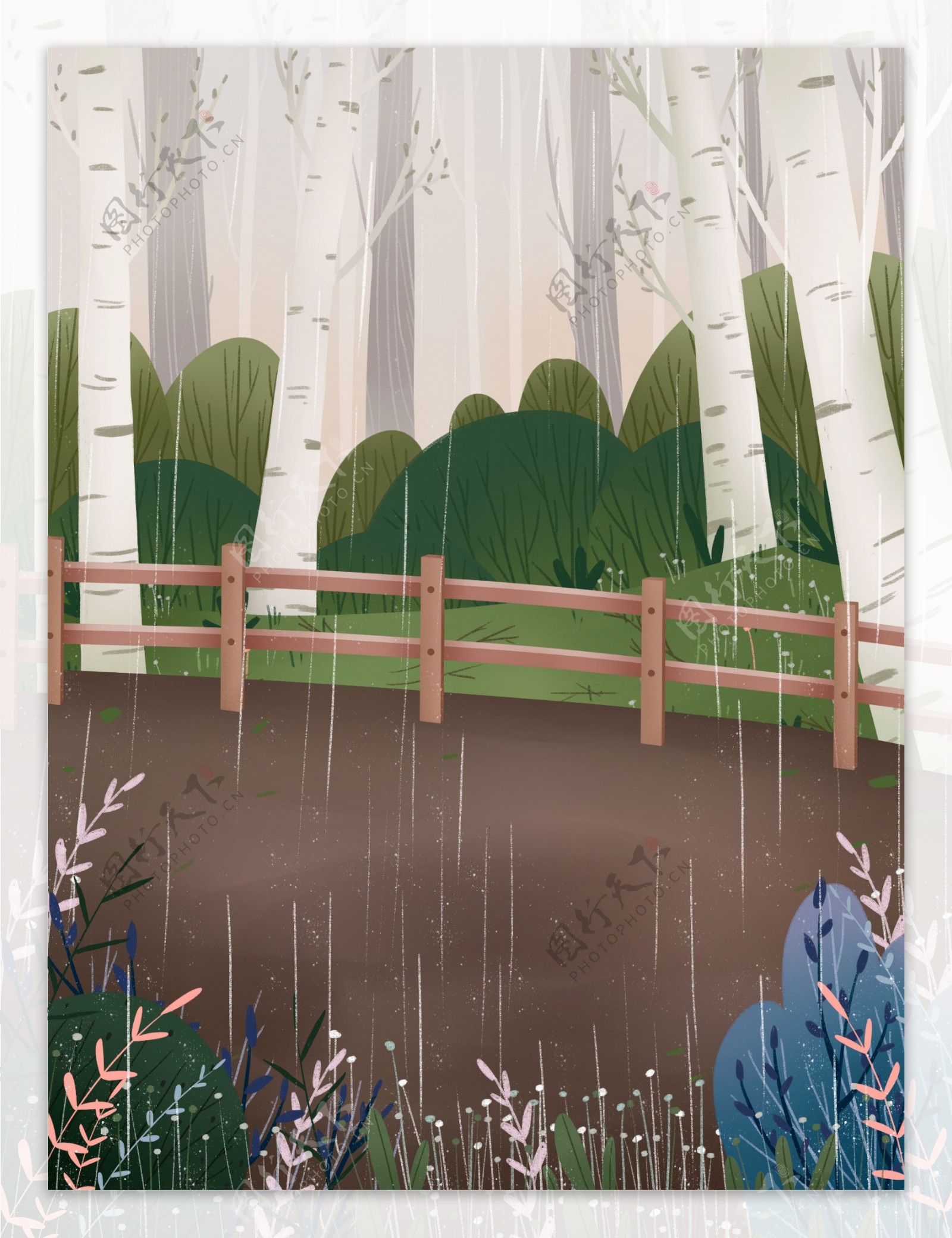 手绘雨水节背景设计