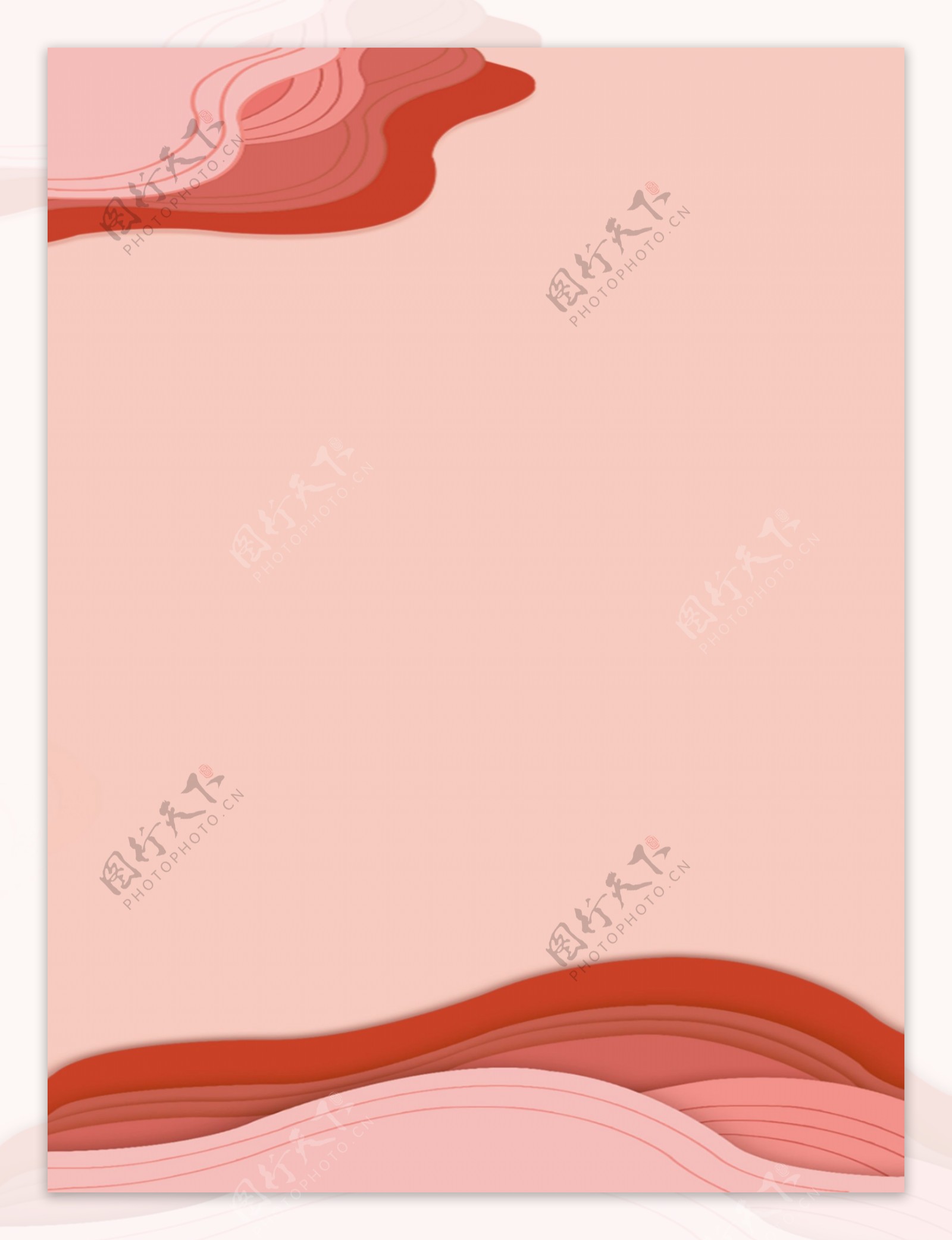 简约珊瑚红剪纸通用背景素材