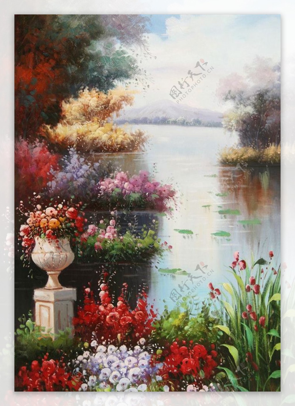 地中海花园景油画
