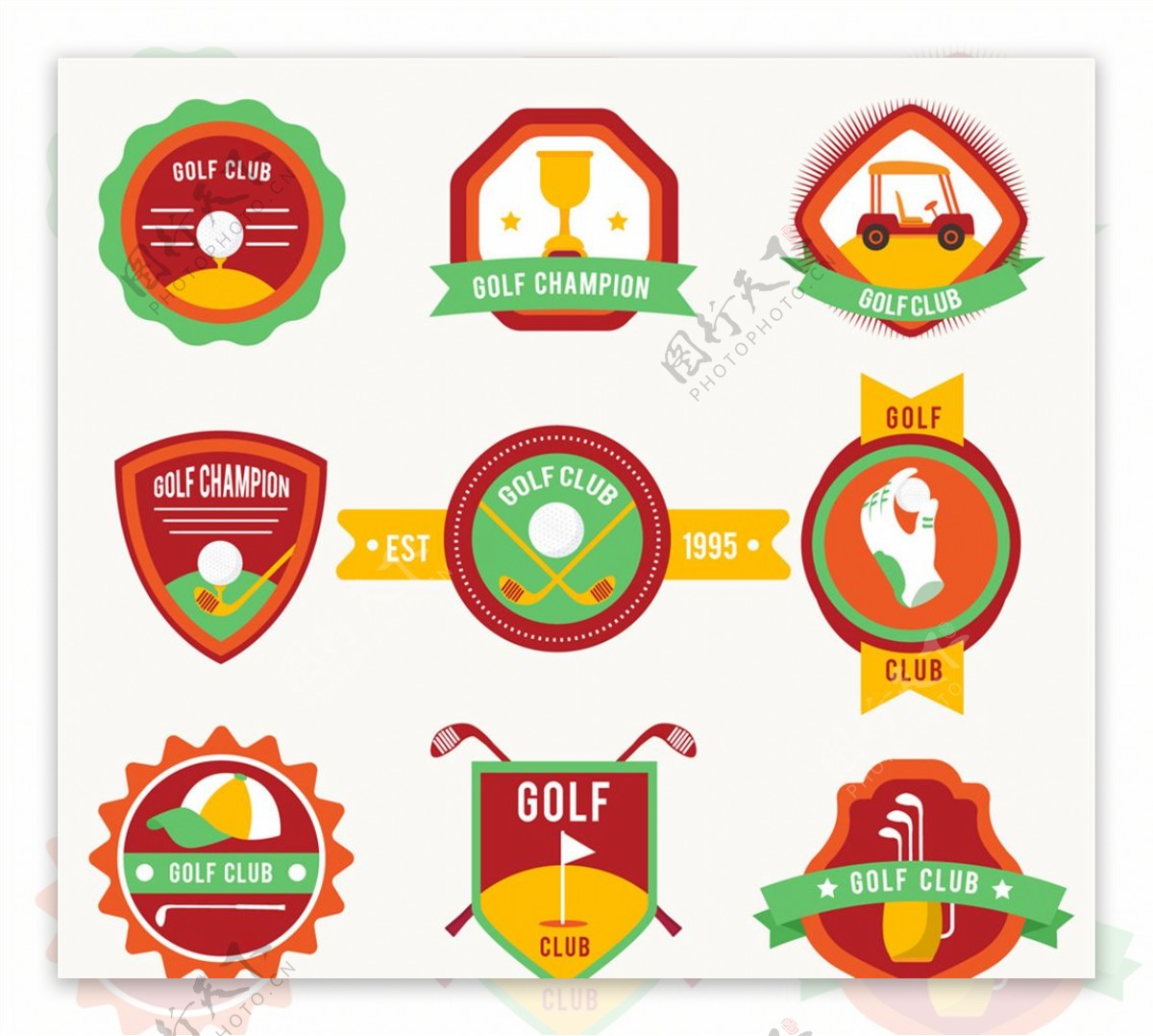 9款彩色高尔夫俱乐部标签
