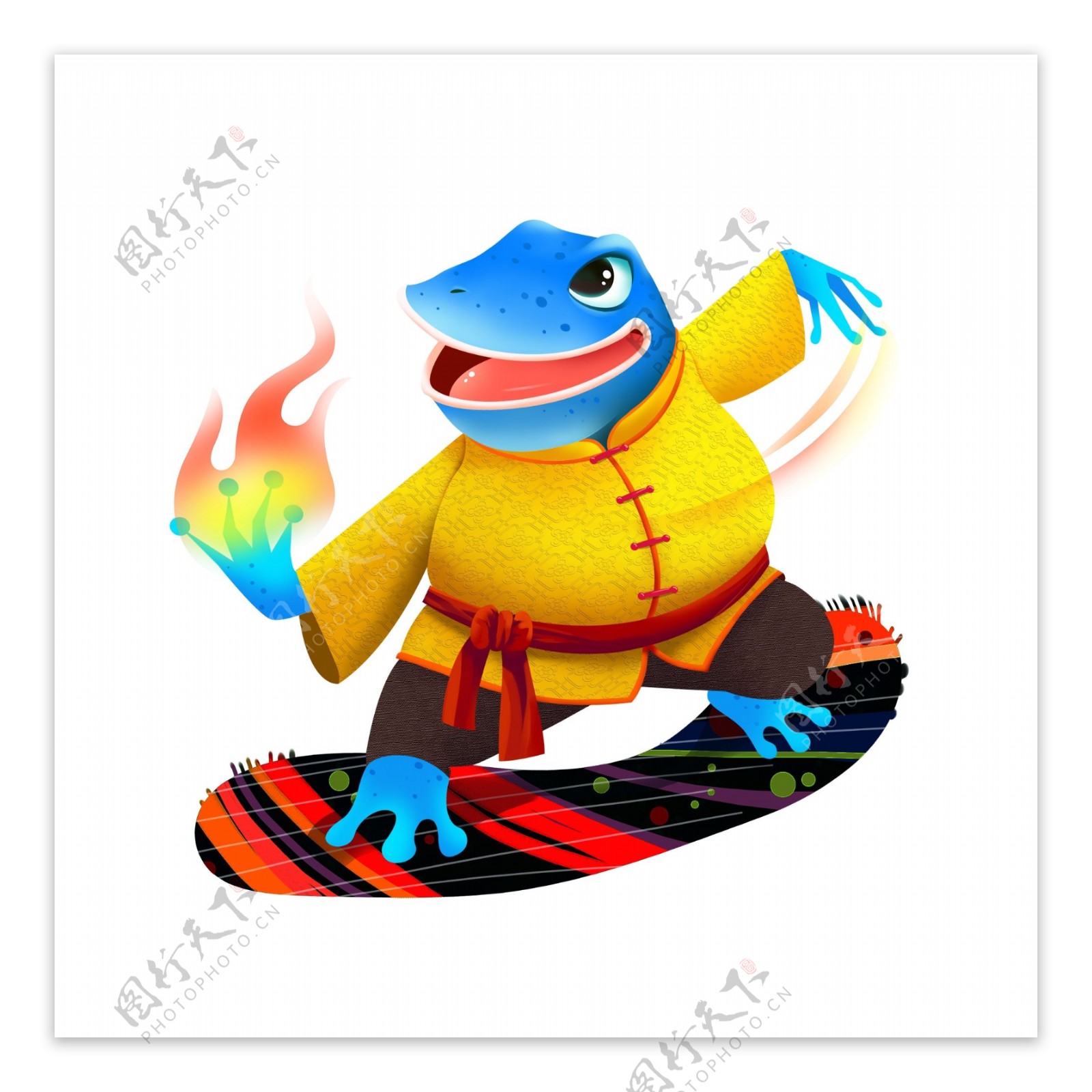 彩绘玩滑板的青蛙