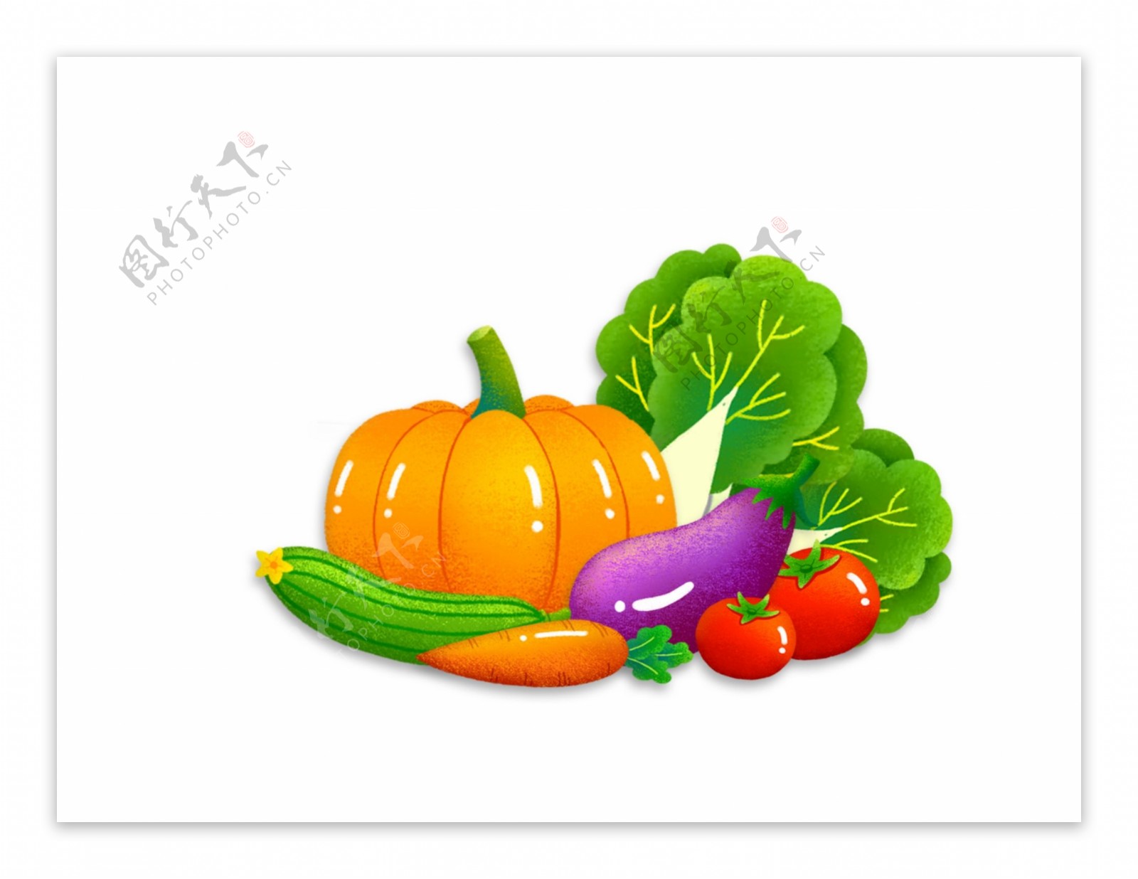 可爱手绘卡通蔬菜拼盘食物元素
