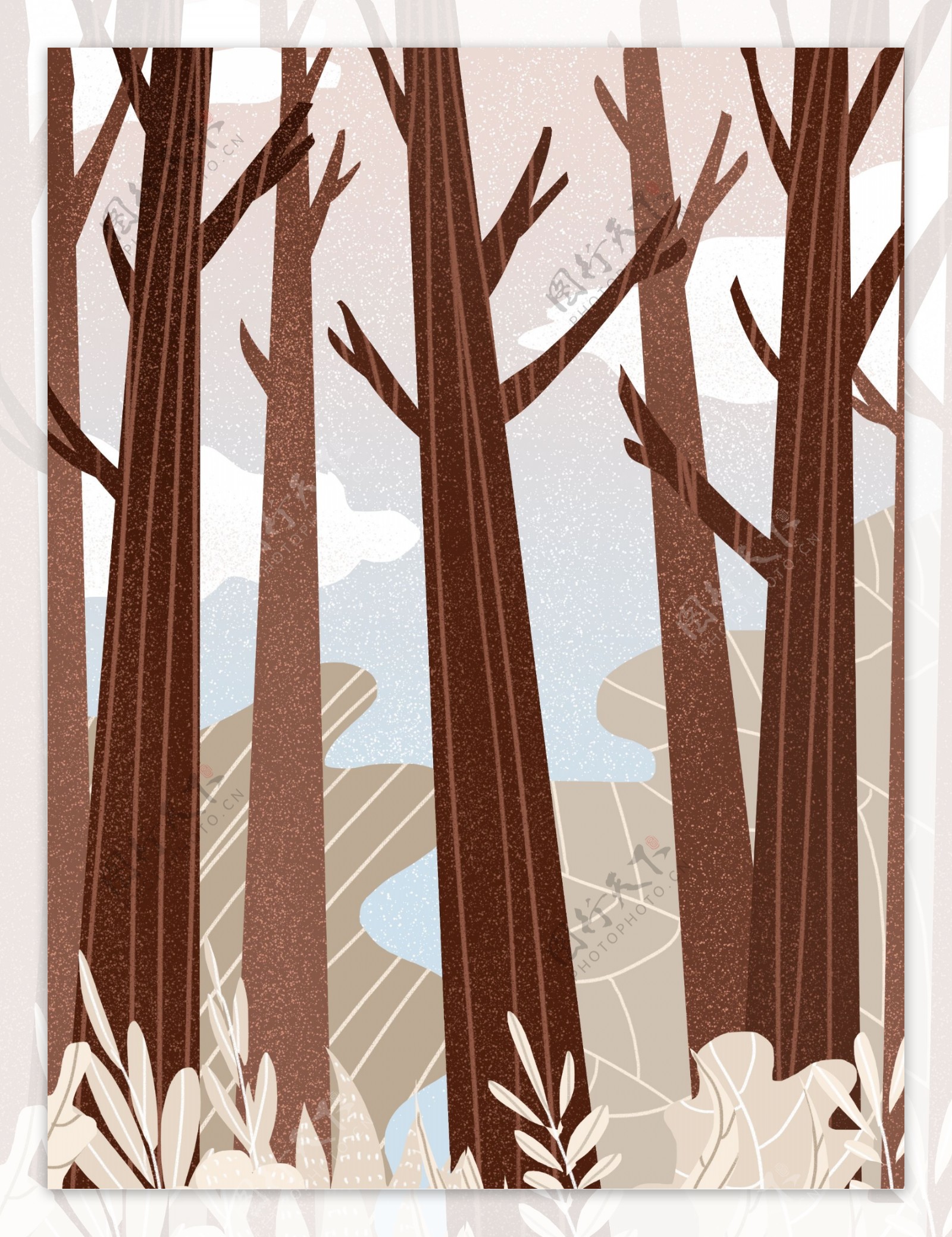 简约卡通树林背景设计