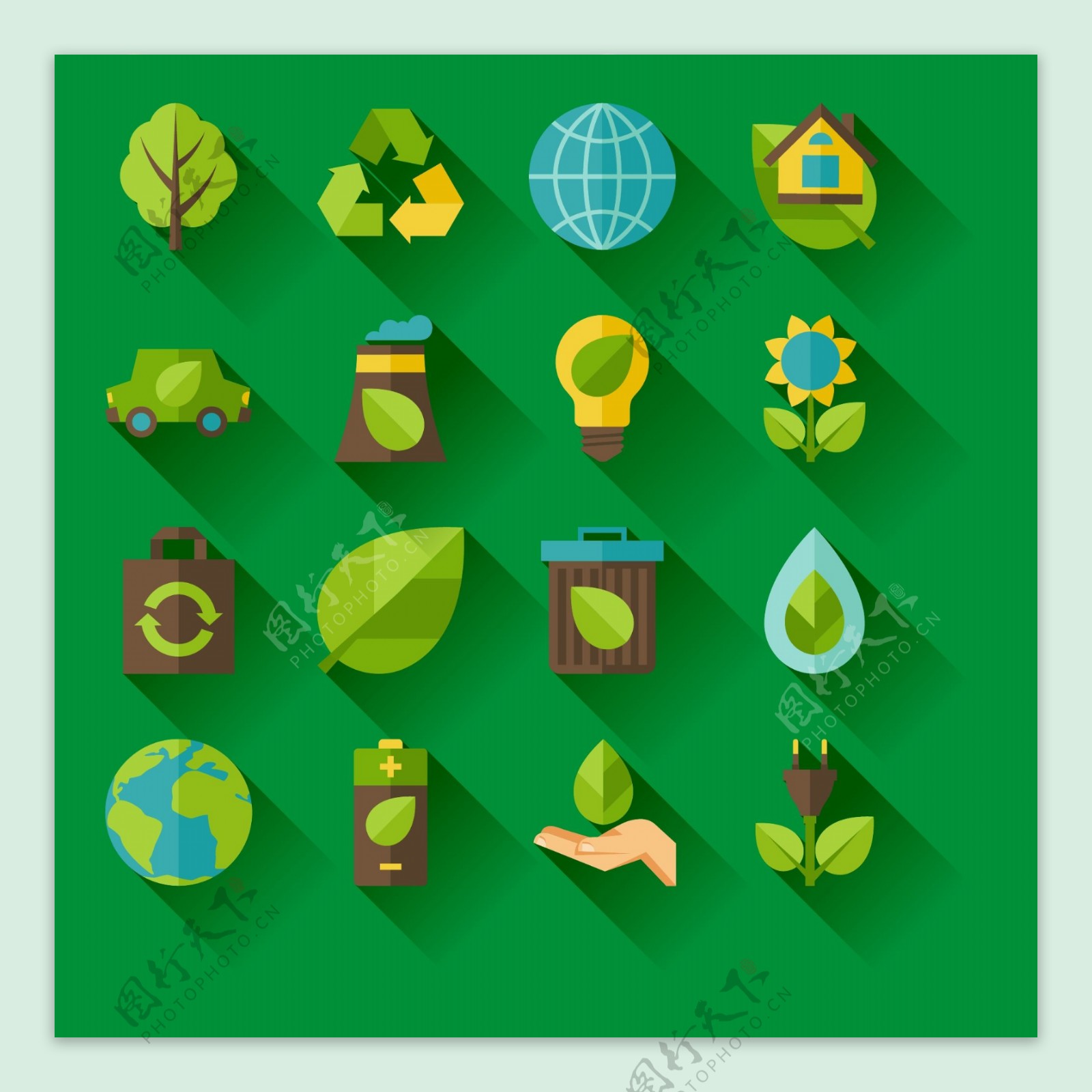 绿色环保立体图标
