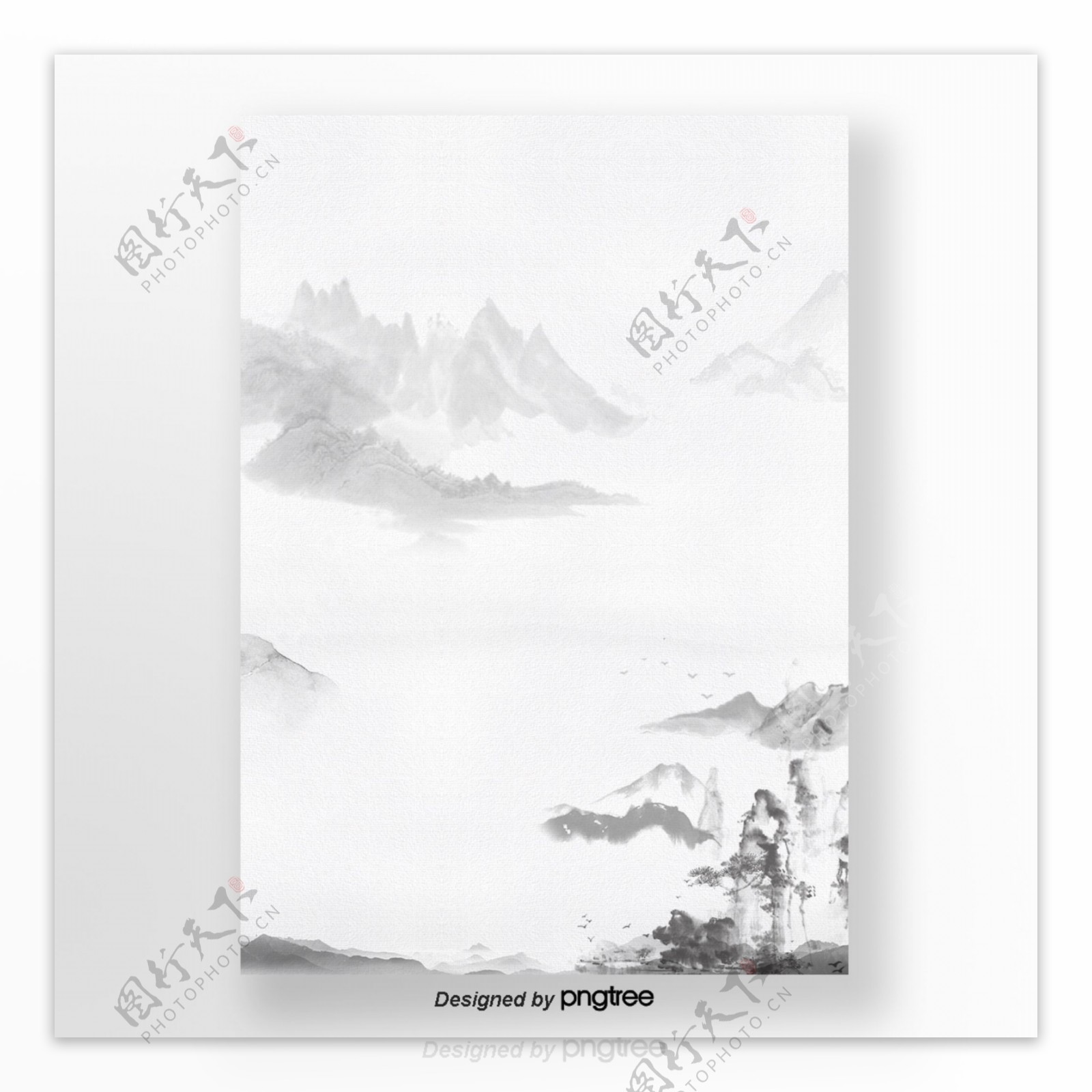 黑白的中国墨水风格背景海报