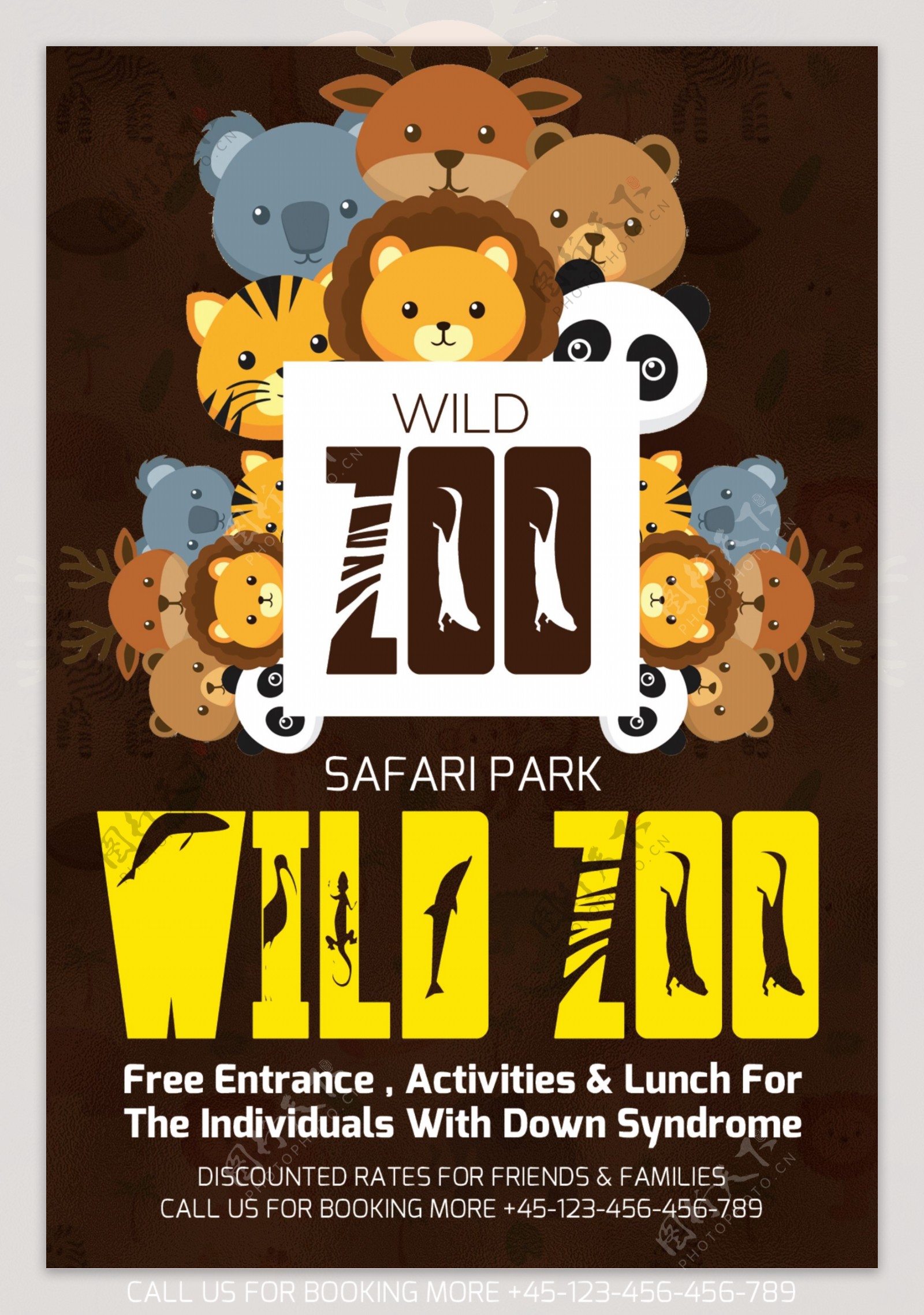 野生动物园Safari传单模板