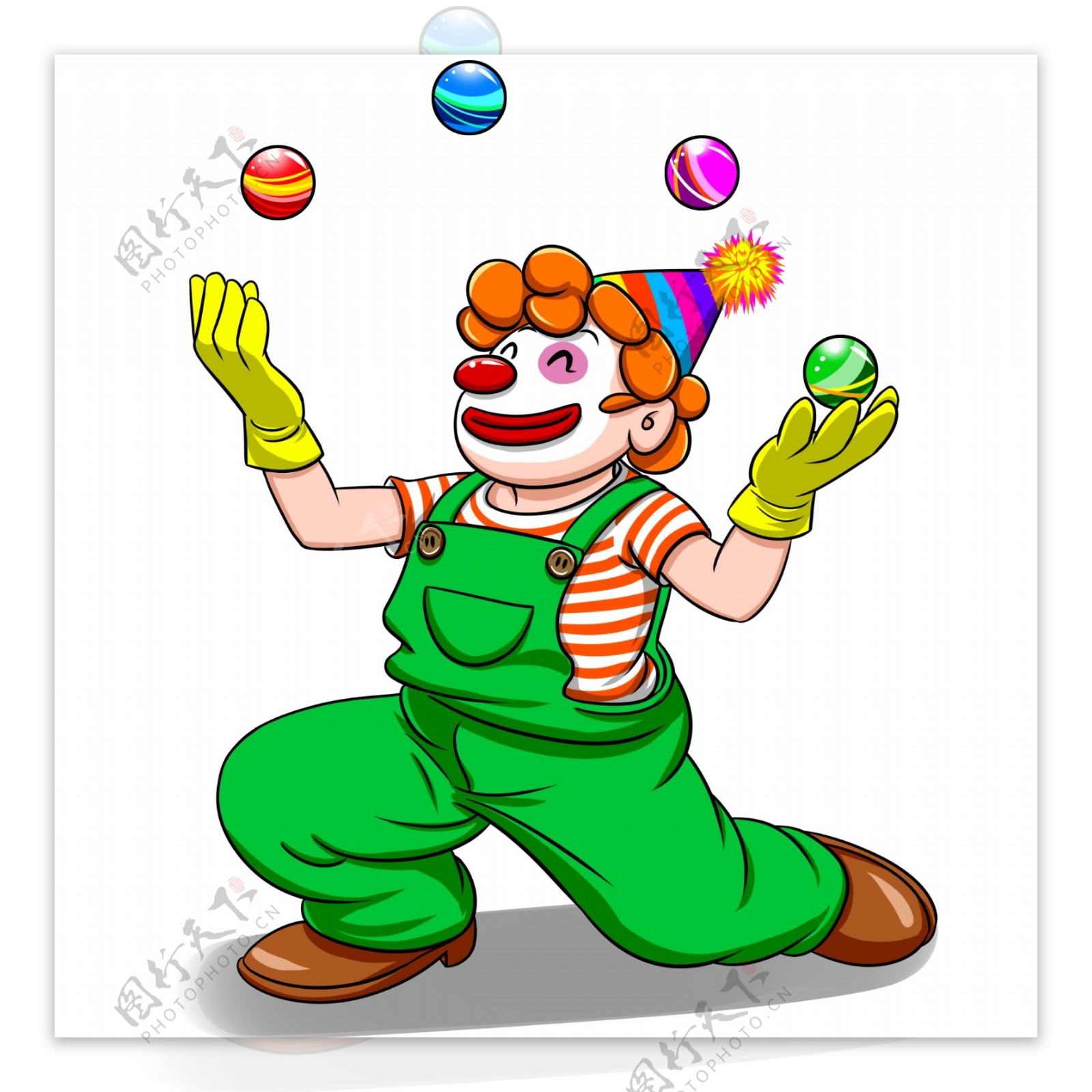 玩小球的卡通小丑愚人节可商用素材