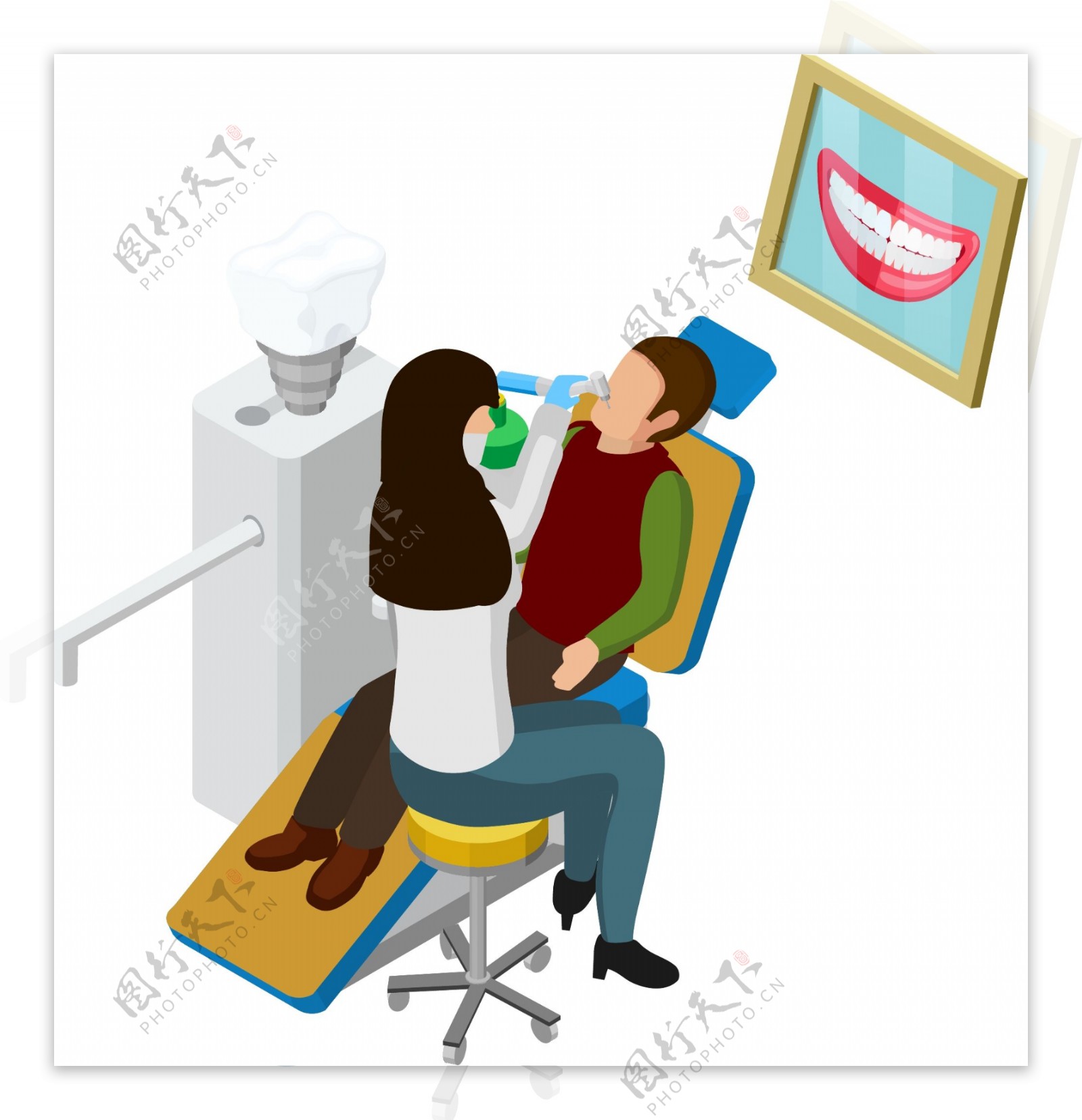 牙医诊疗装饰图案标签