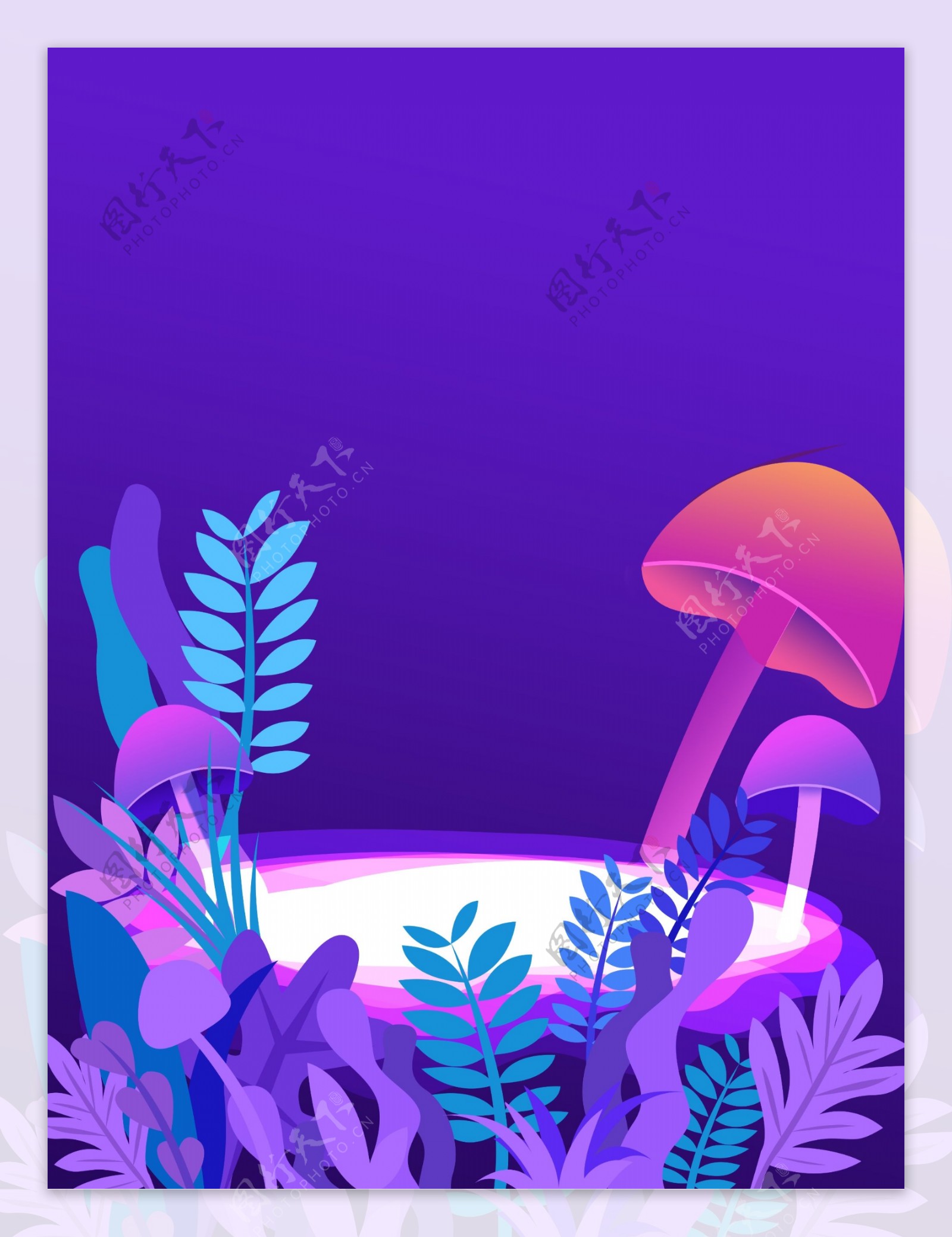 梦境紫色花卉植物插画背景