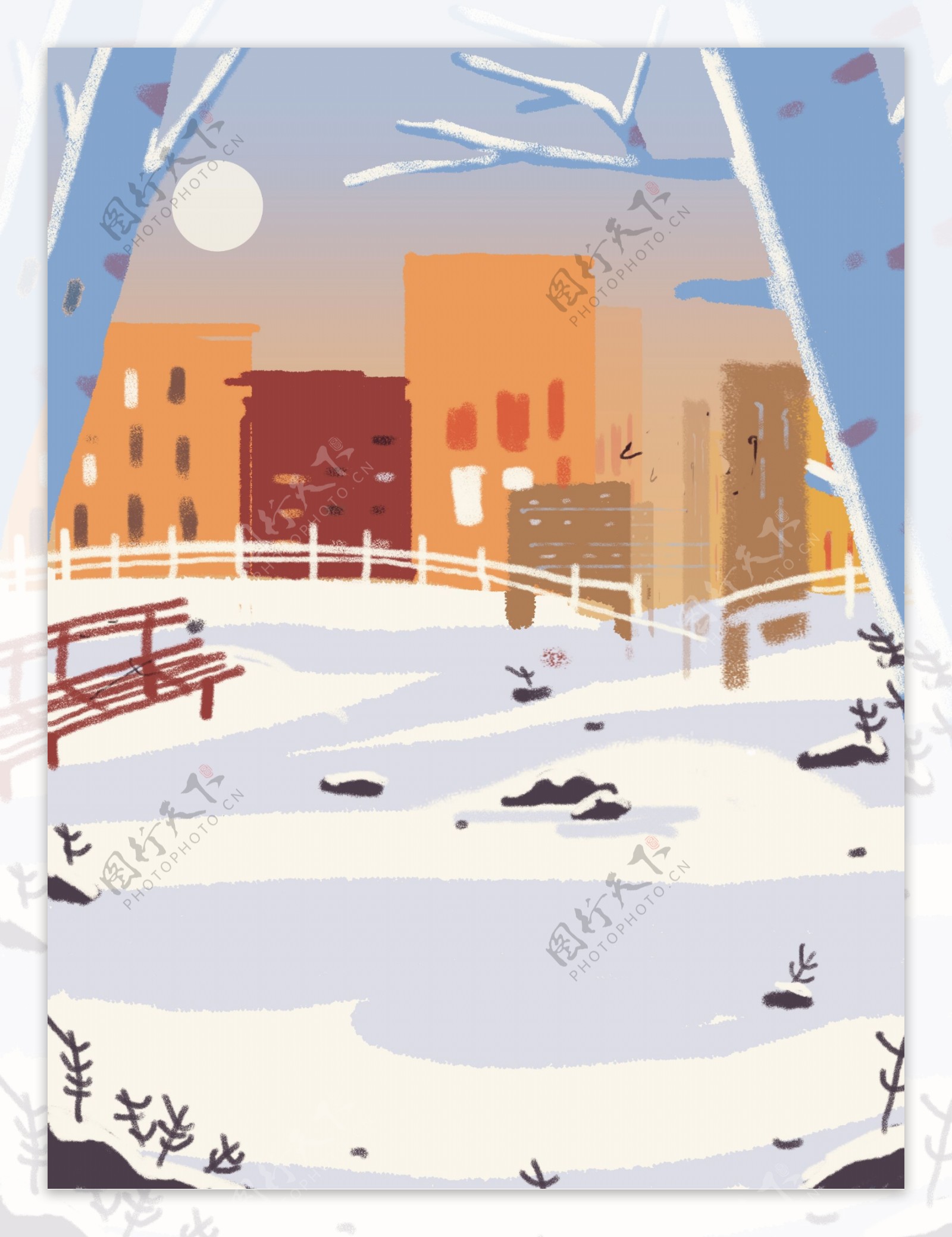冬季雪地雪景背景设计