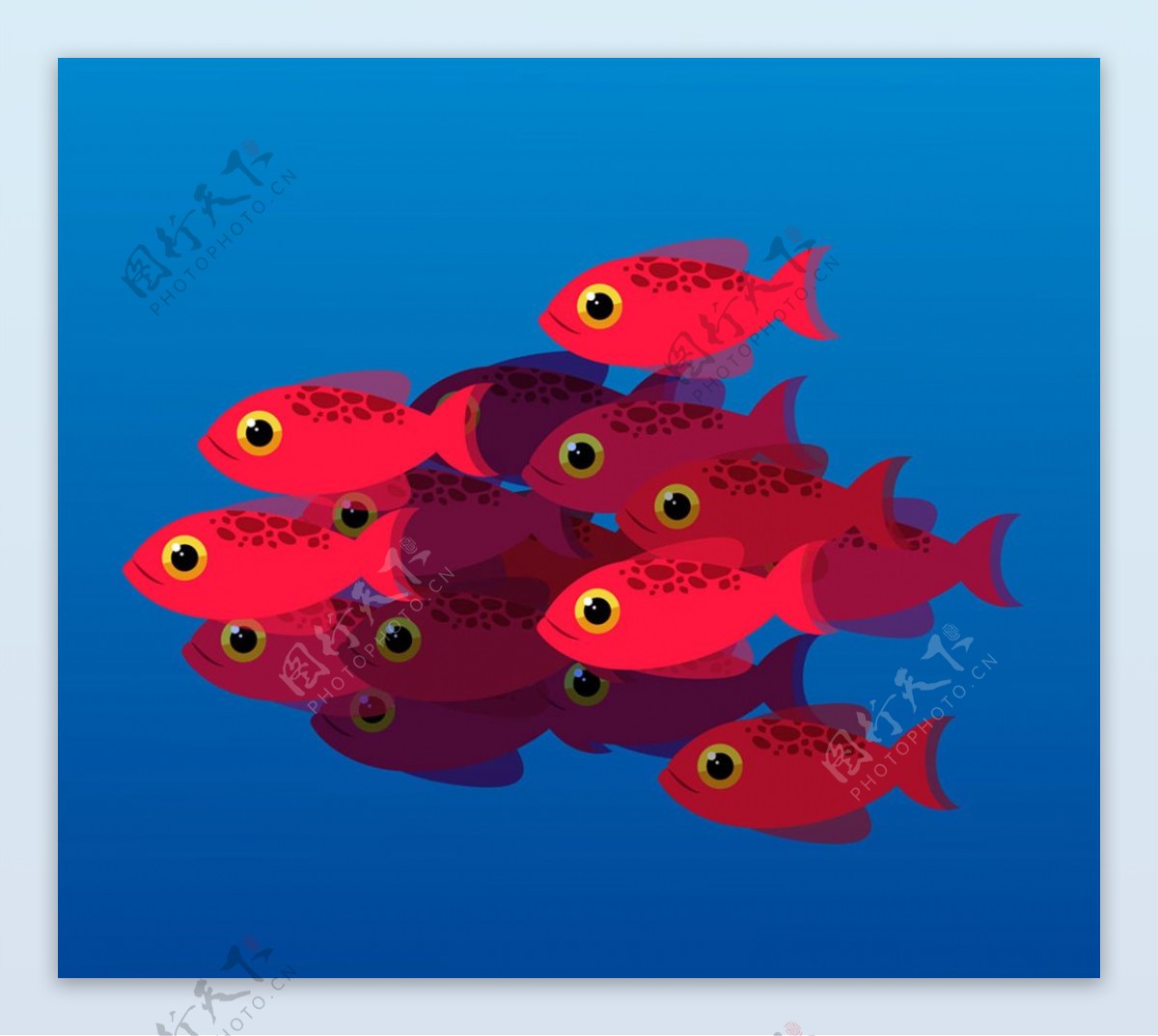 红色鱼群设计