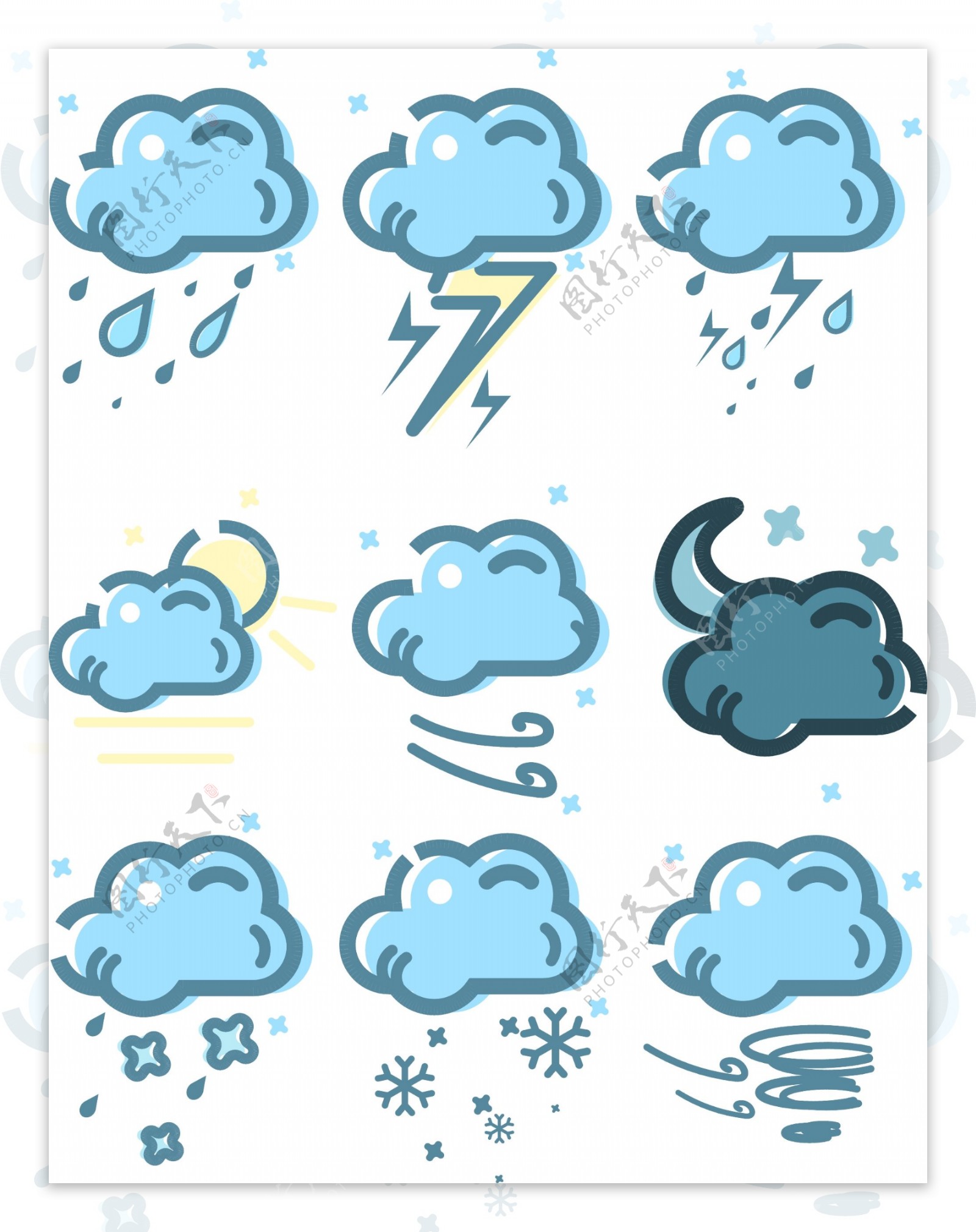 卡通可爱天气图标装饰