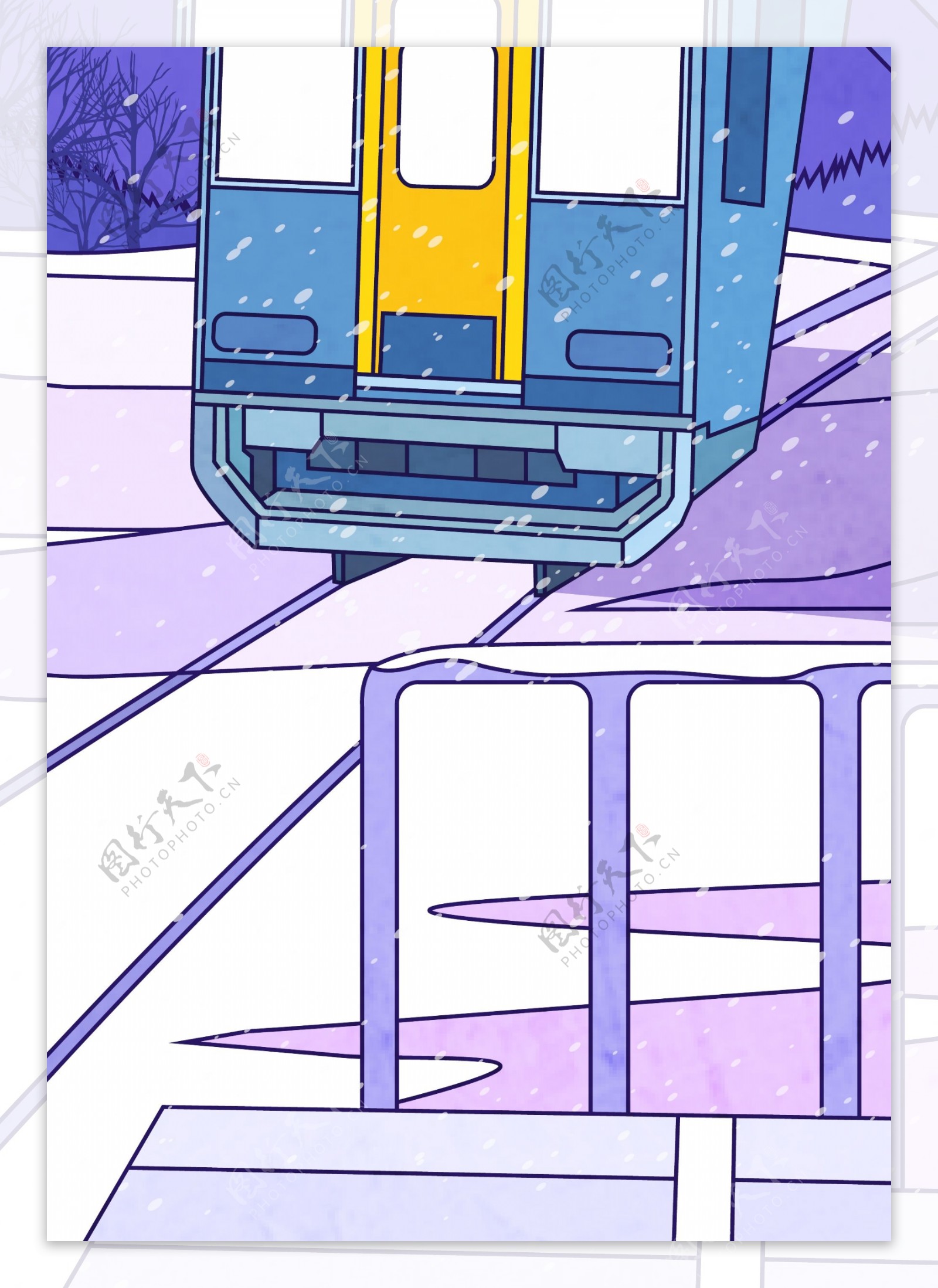 小清新旅游主题冬季旅行插画背景