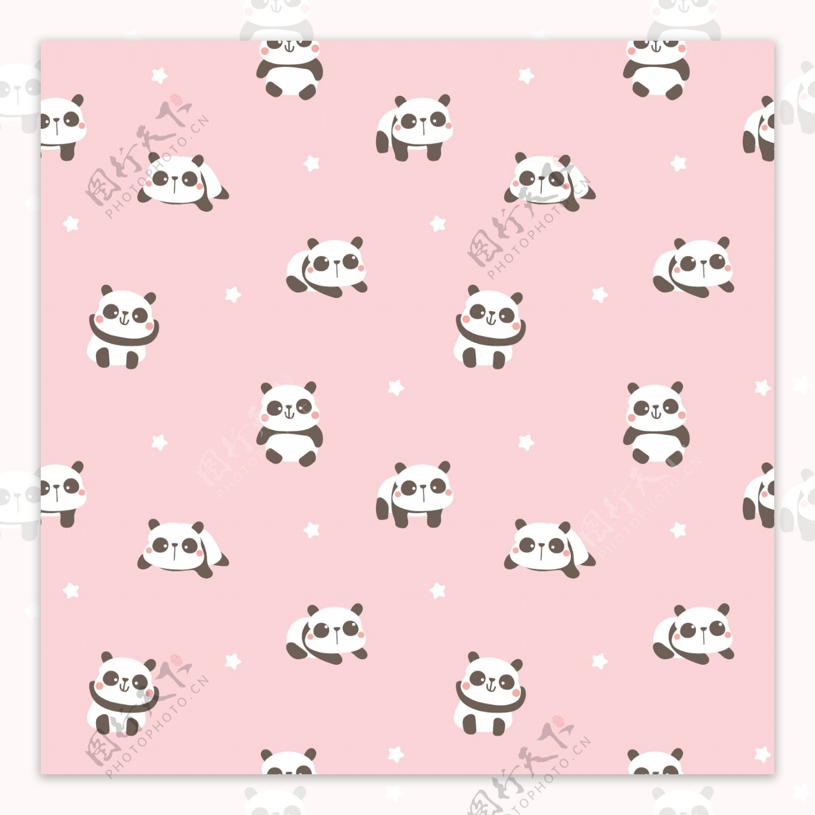 粉色小熊猫平铺图