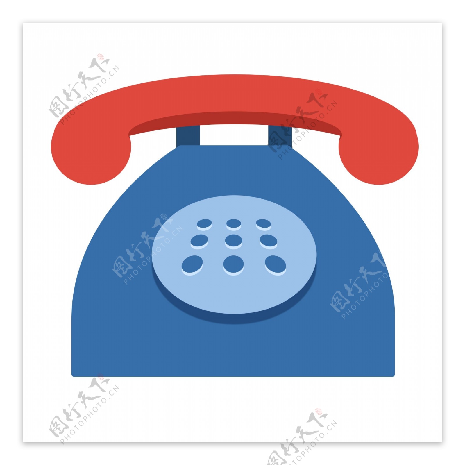 红蓝色的复古电话机