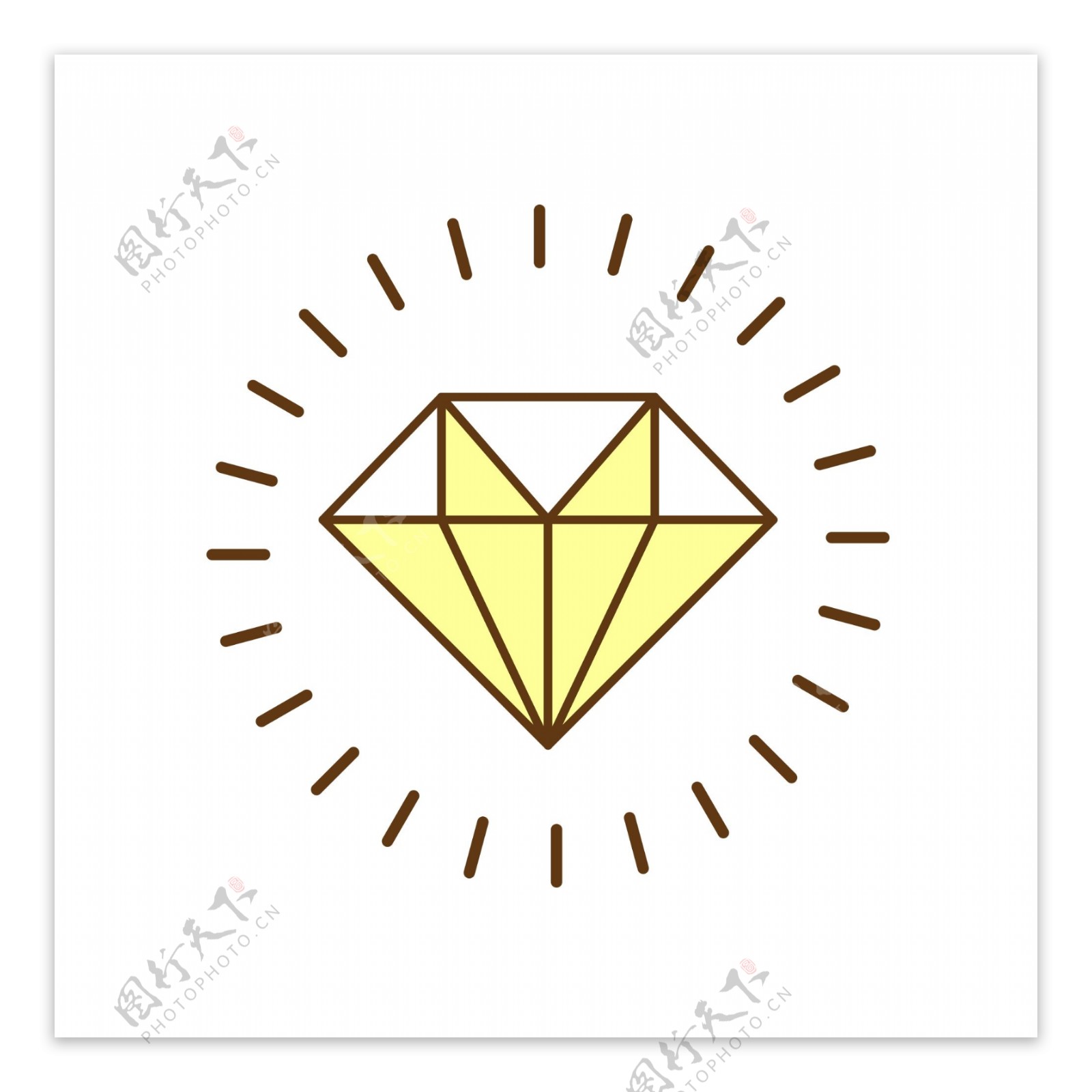 黄色发光的钻石图标