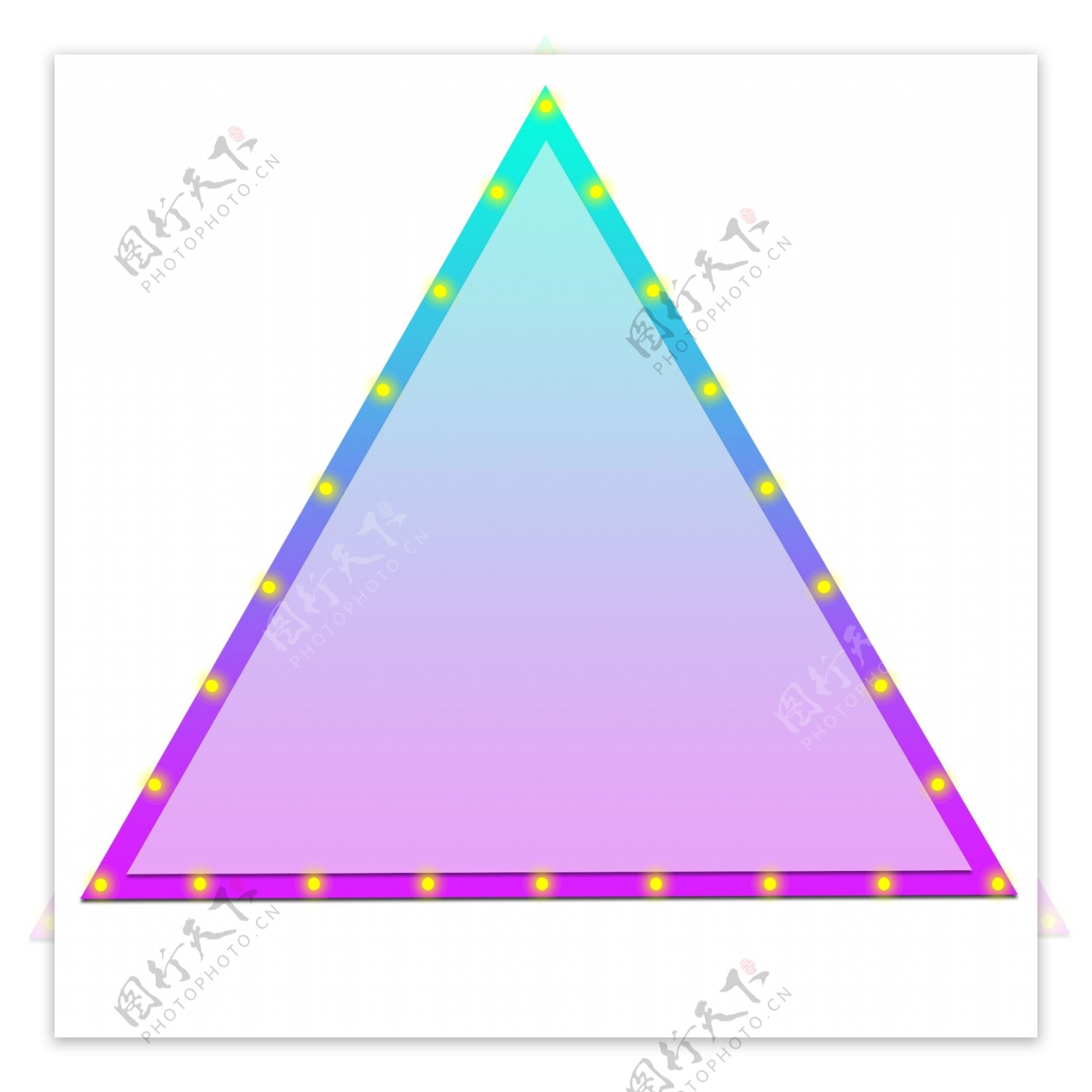 渐变粉蓝紫科技风霓虹灯管三角形边框