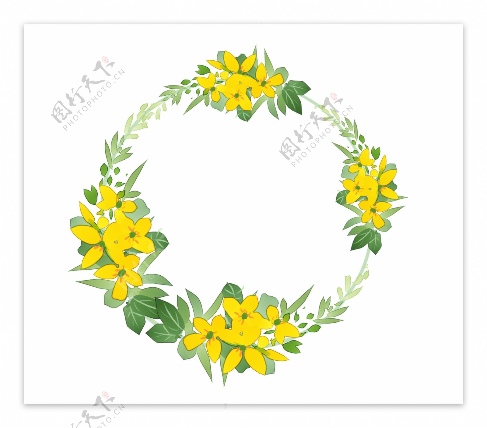 植物黄色花环边框插画