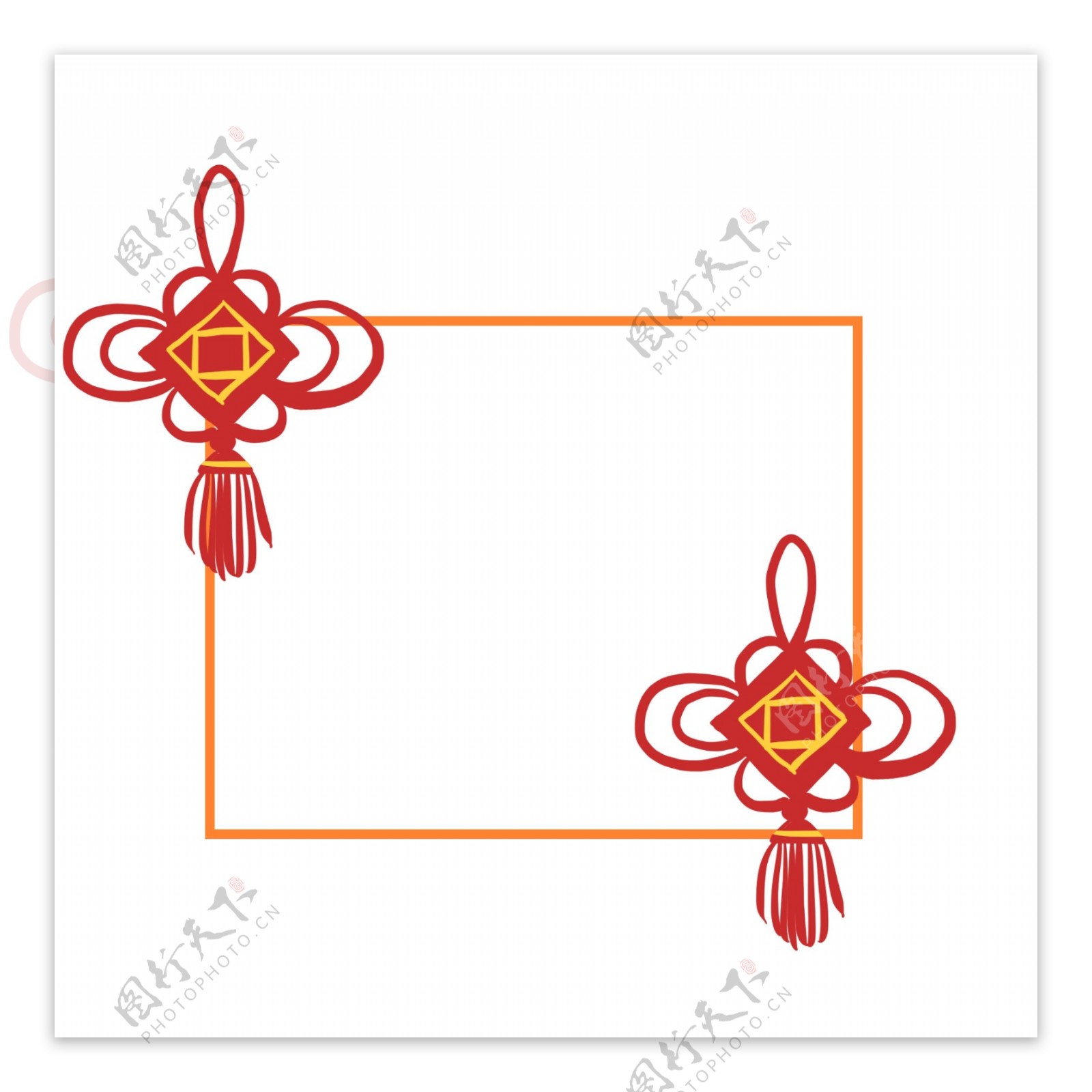 传统红色中国结挂件边框插画