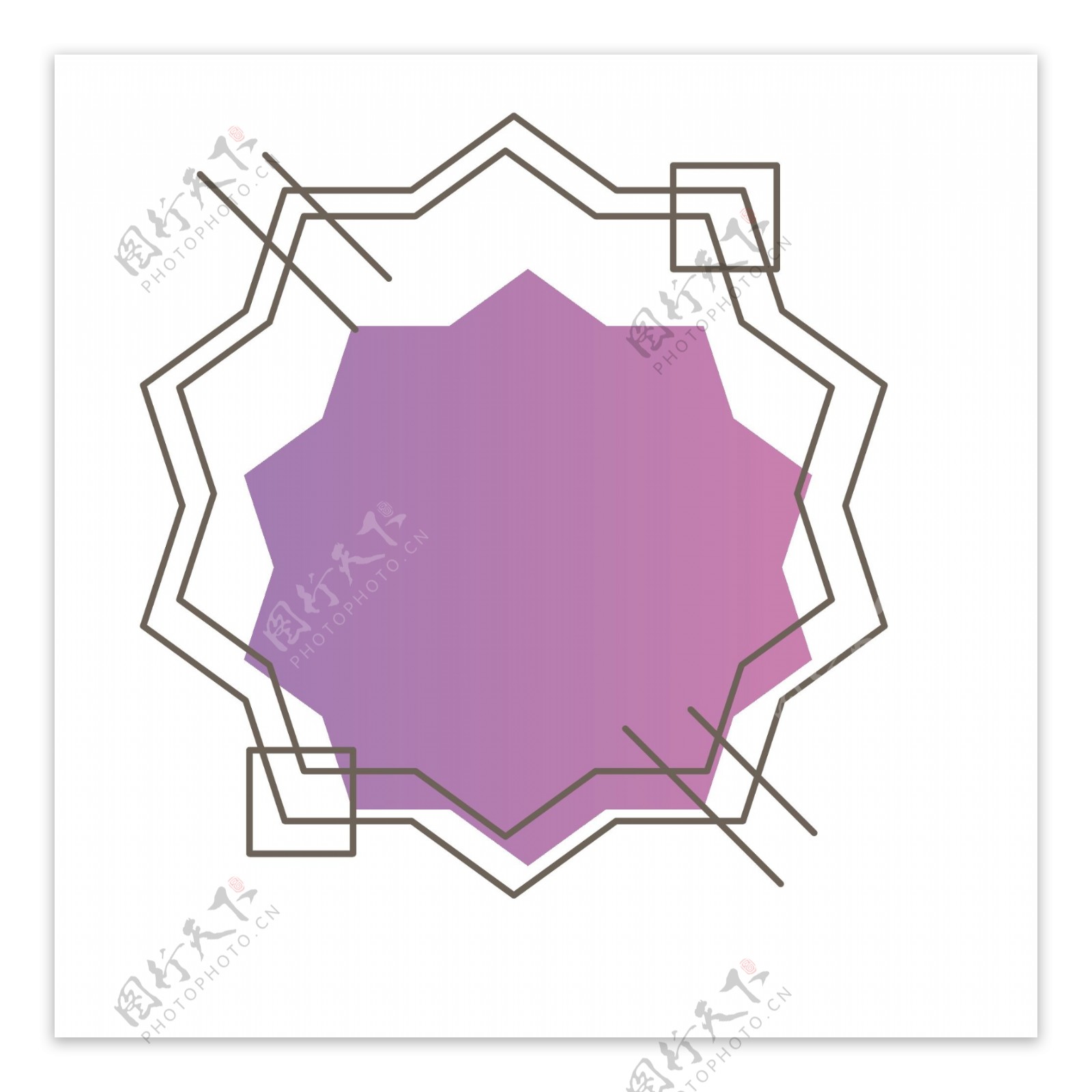 矢量卡通扁平化紫色几何图形边框
