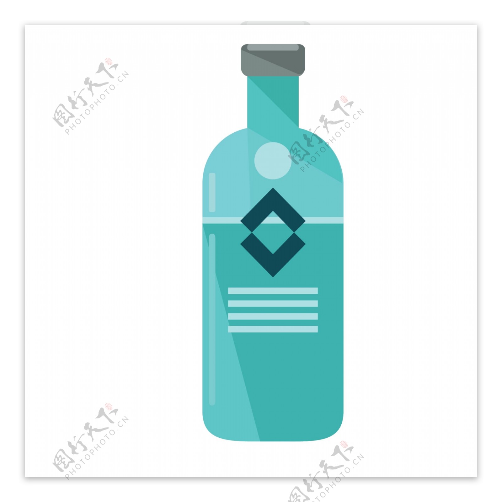 一瓶蓝色的酒水免抠图