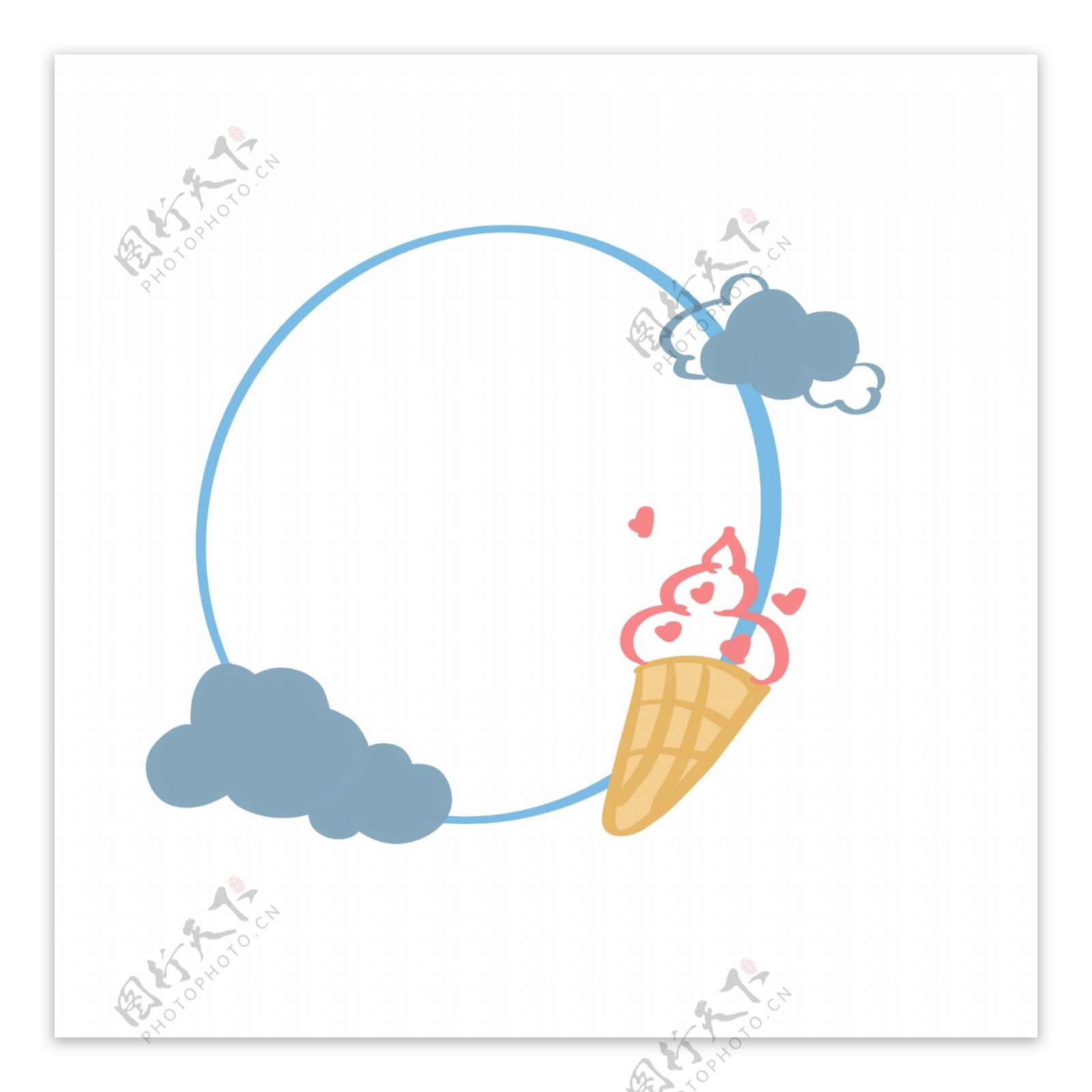 简单对话框蓝色云朵冰淇淋