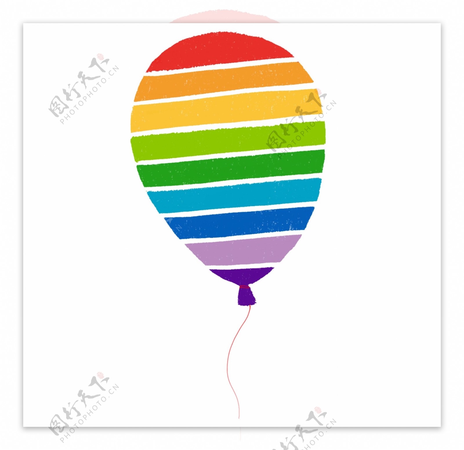 蜡笔风格彩虹气球