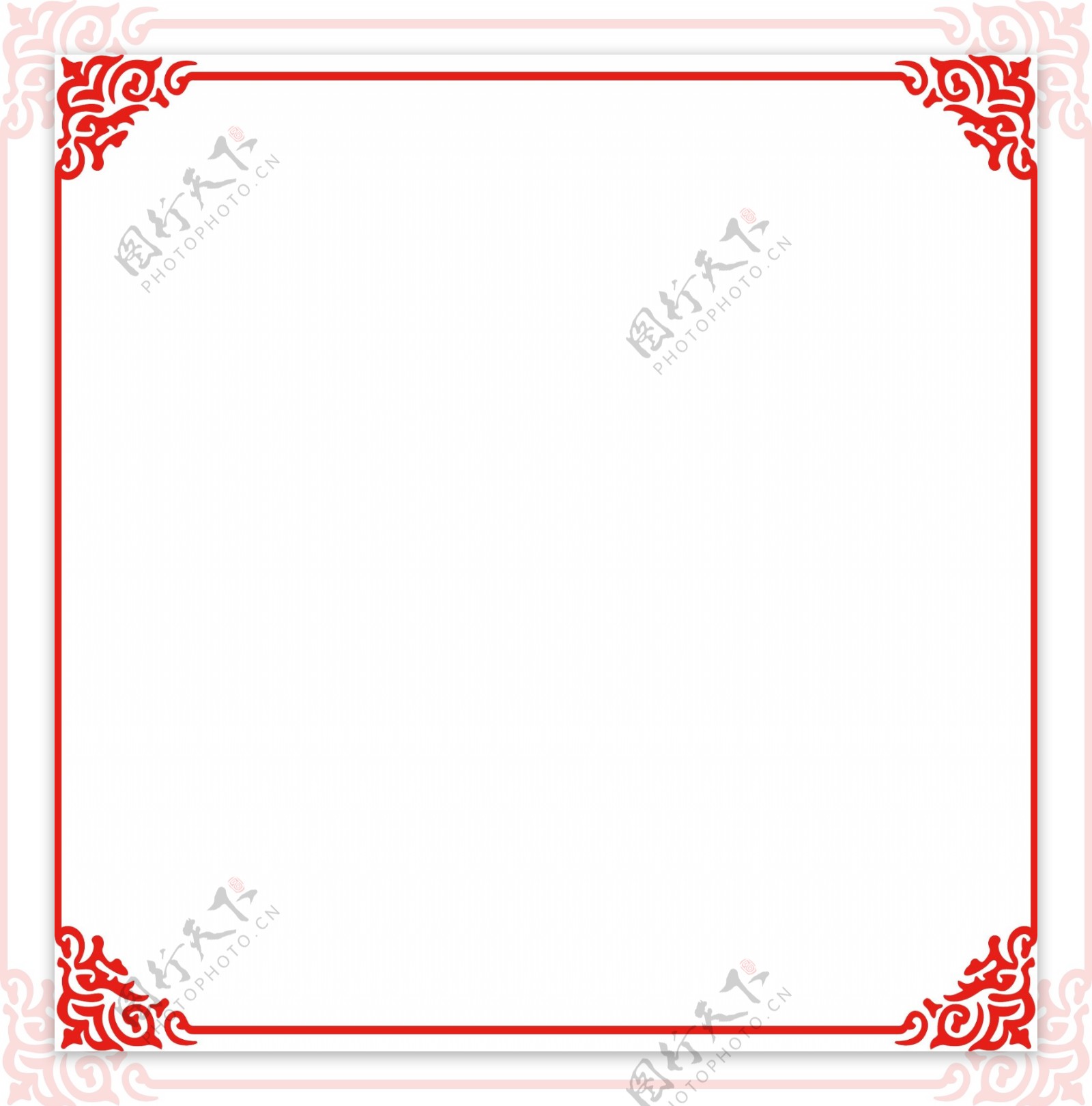 红色中国风边框新年边框装饰元素