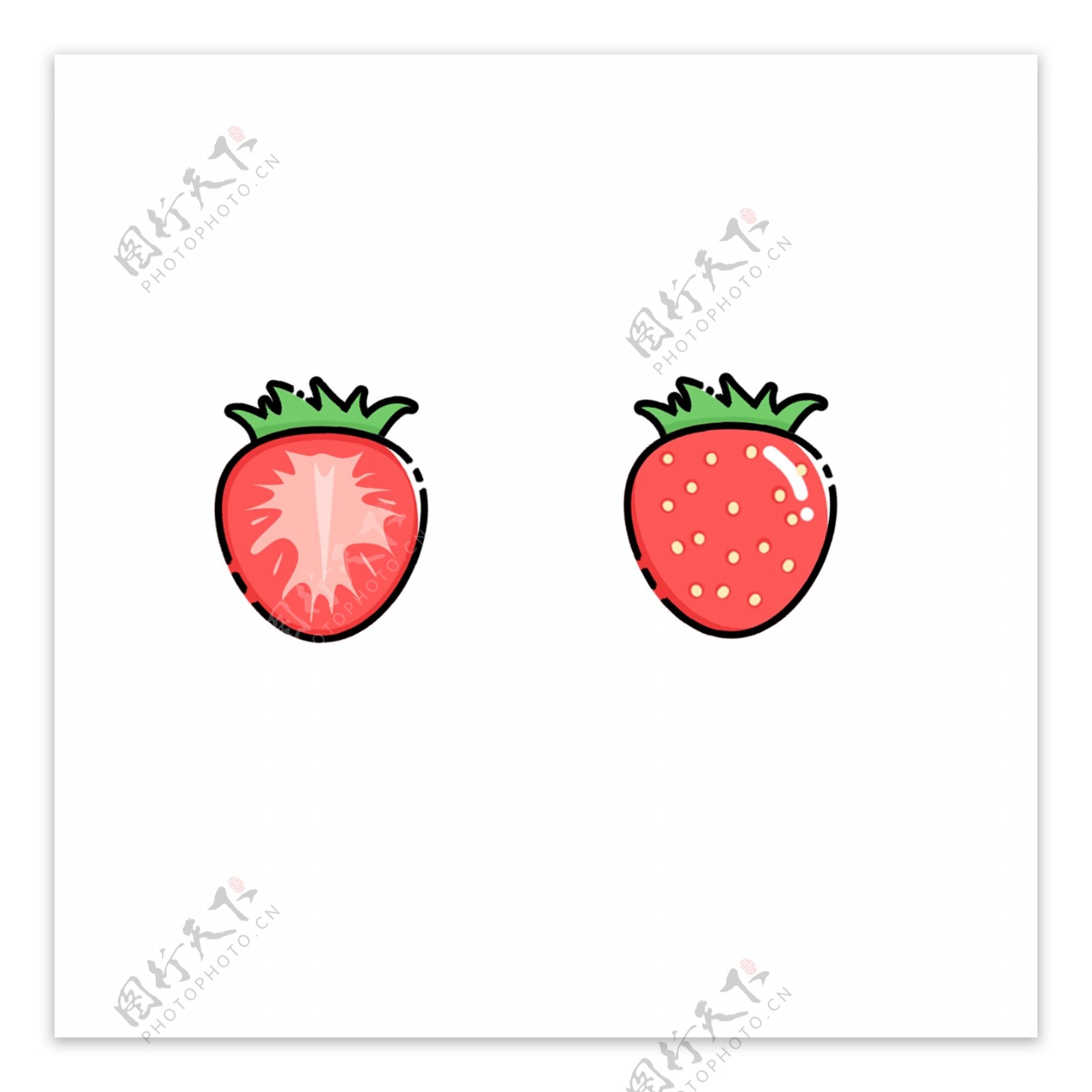 卡通矢量草莓水果