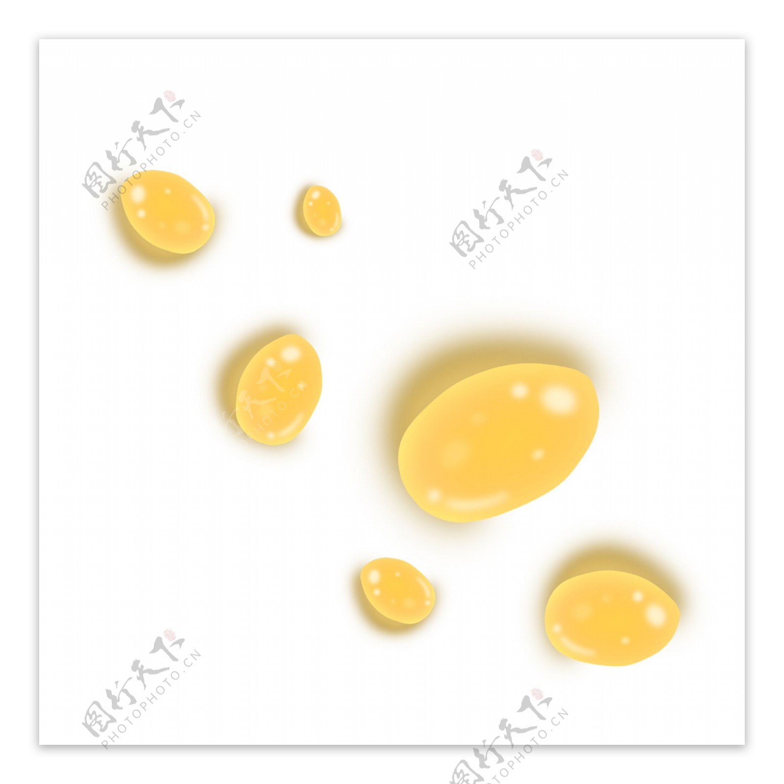 黄色立体卡通半透明油滴