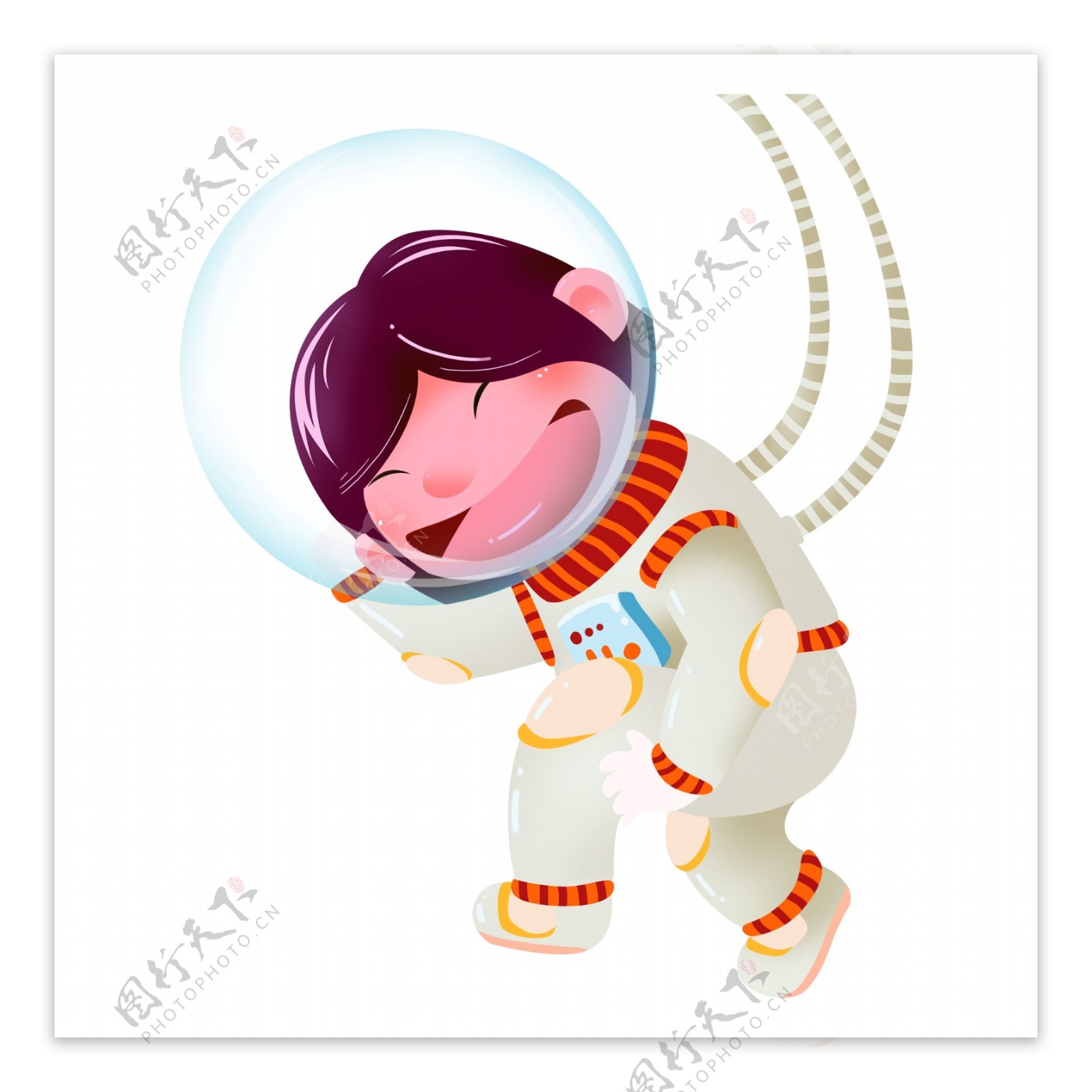 手绘卡通穿着宇航服的可爱男孩设计元素