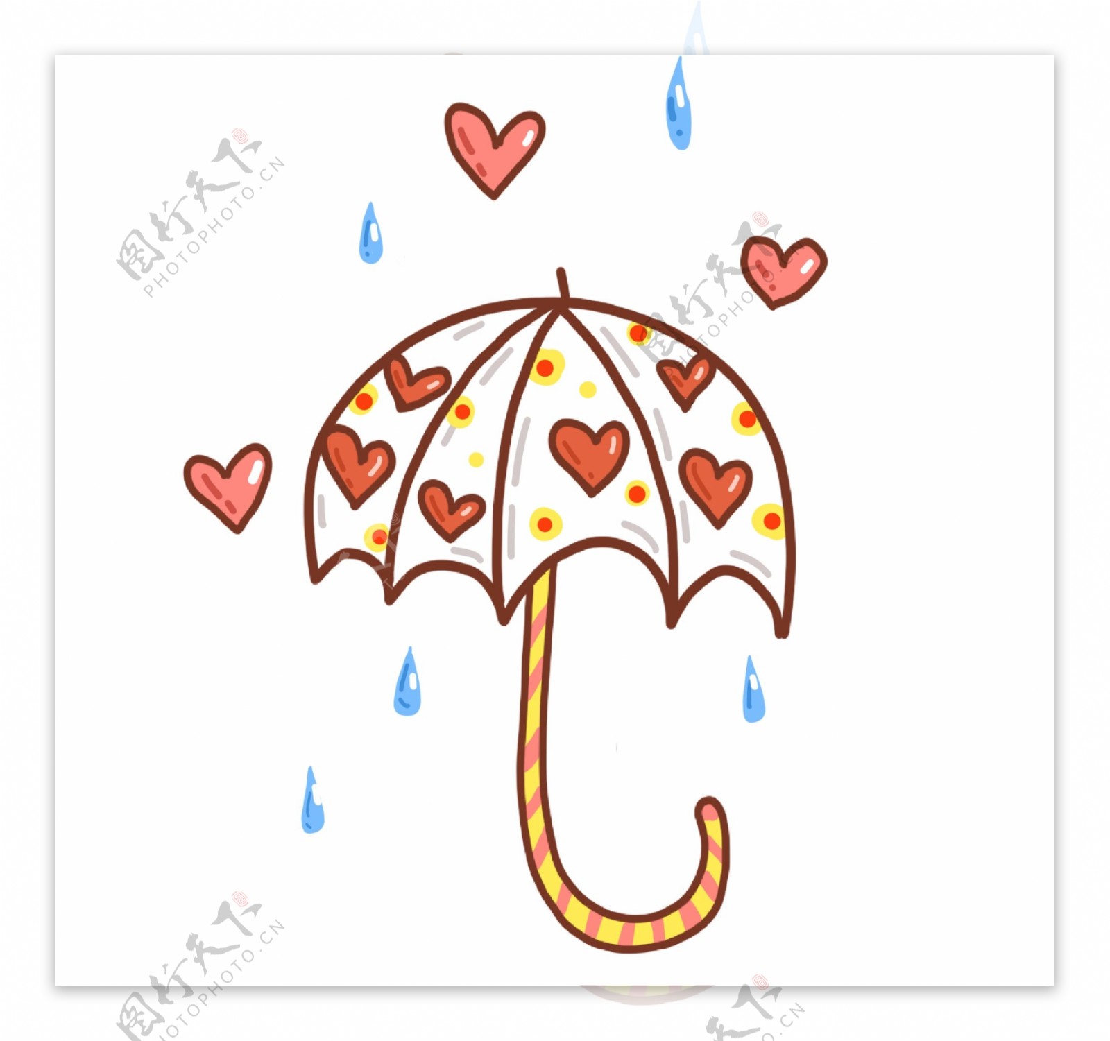 情人节爱心雨伞插画