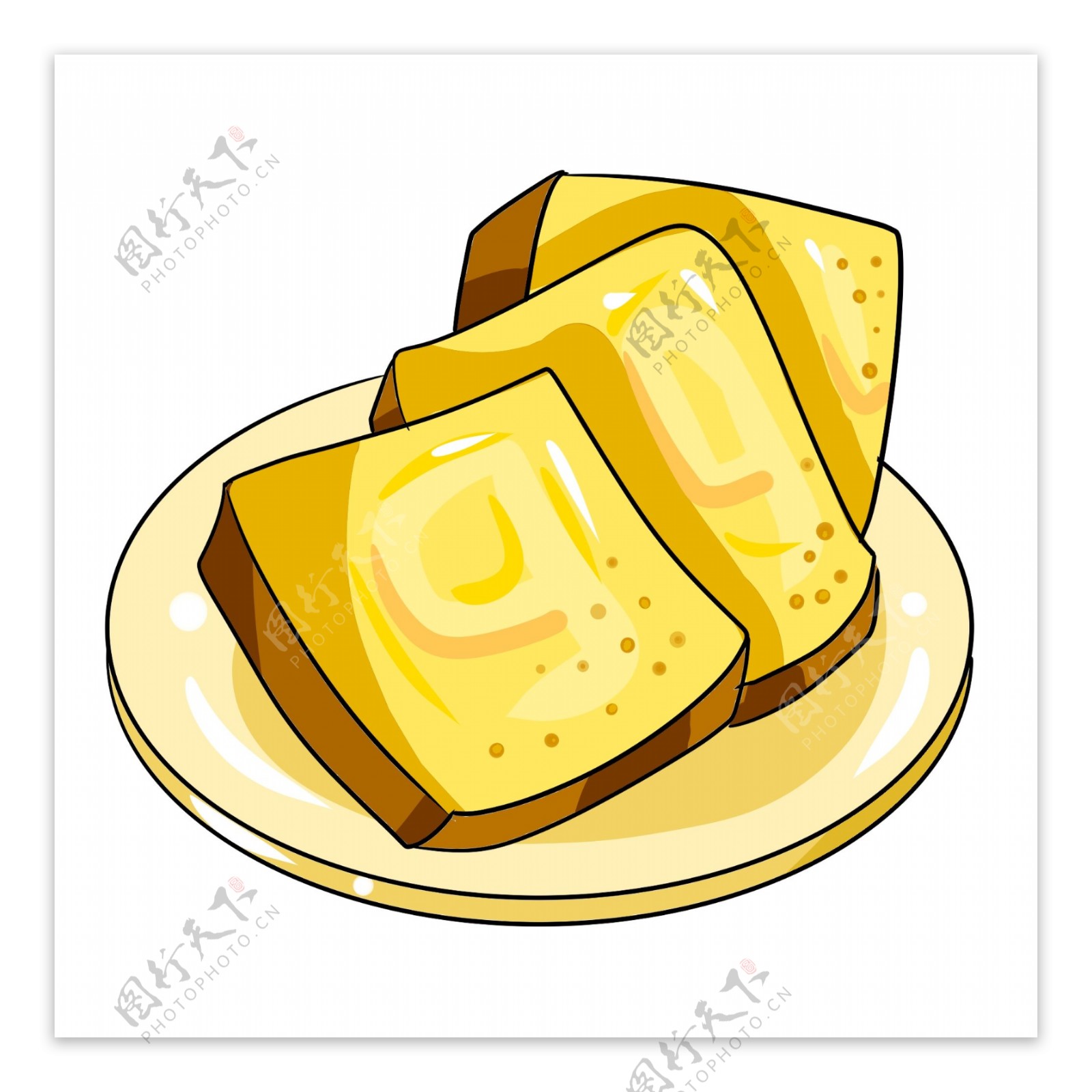 黄色手绘面包食物元素