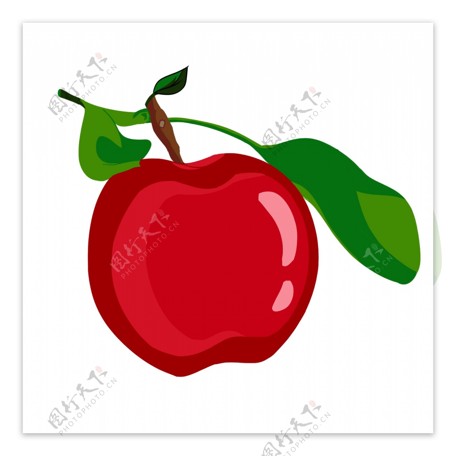 中国风手绘水果红色苹果