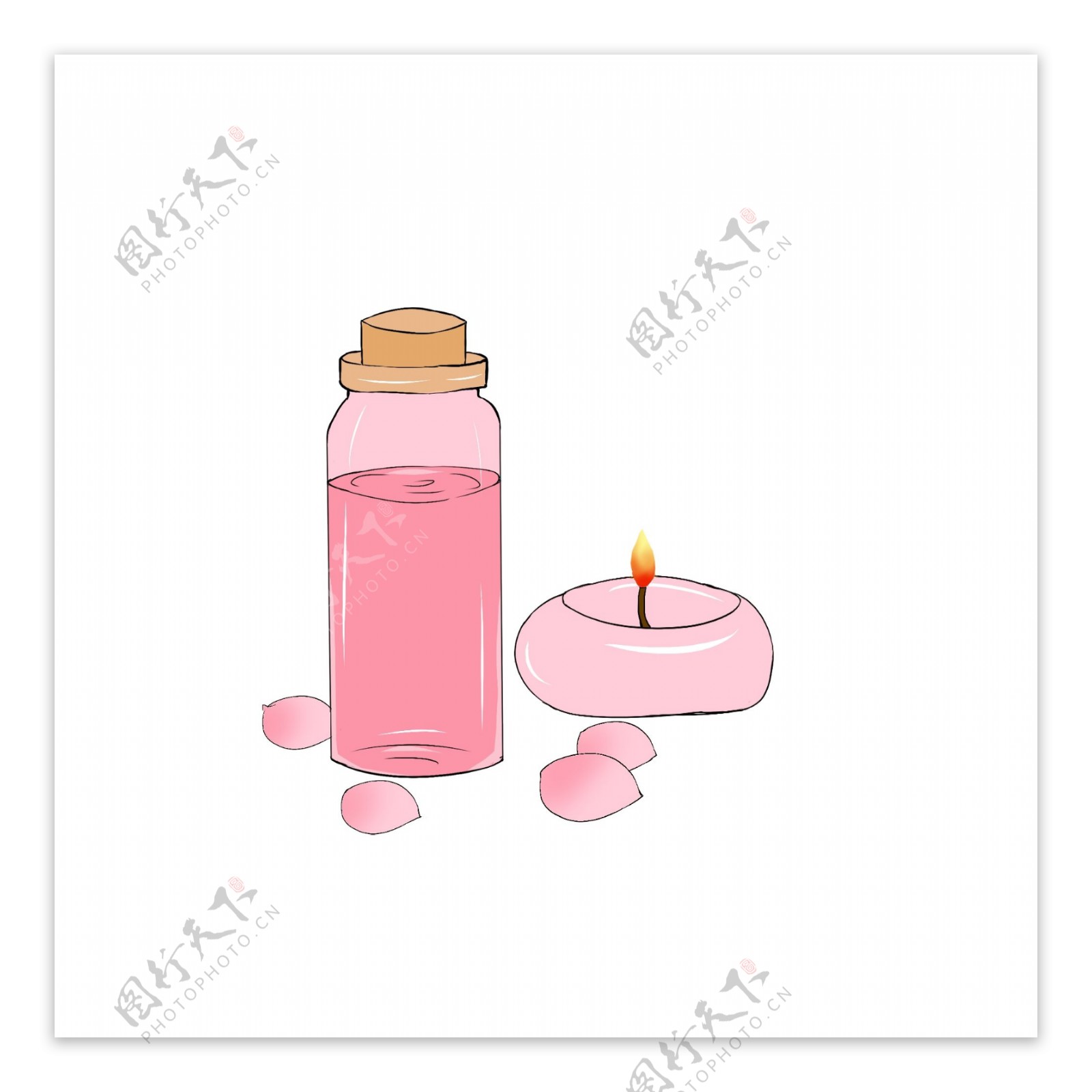 手绘粉色香水插画